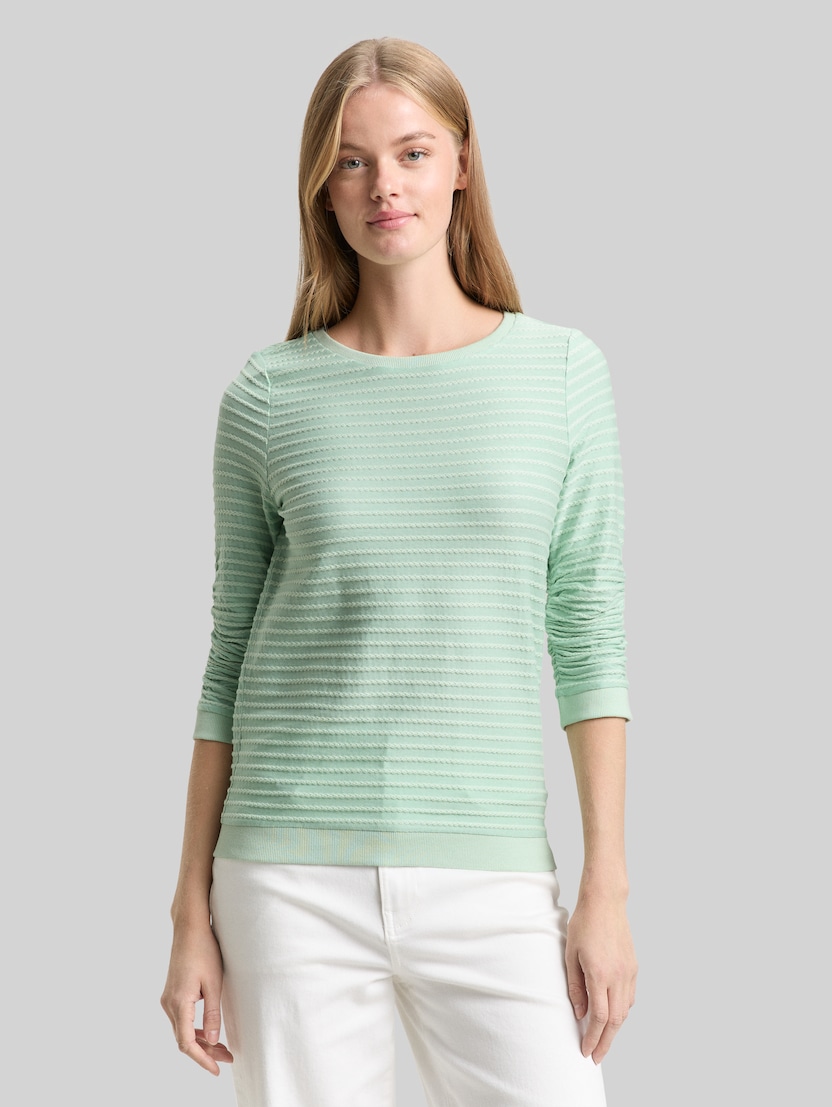 Striped sweatshirt by Denim Female, tonal green structure stripe