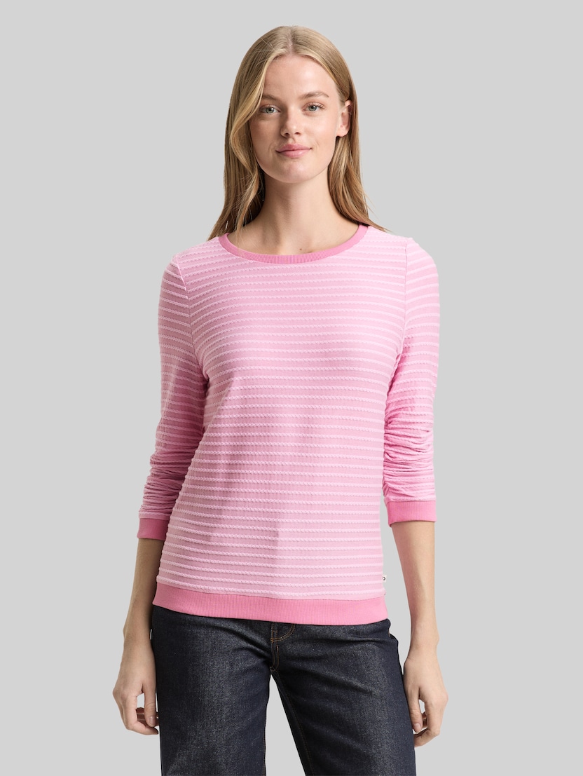 Sweatshirt mit Streifenmuster von Denim Female, tonal rose structure stripe