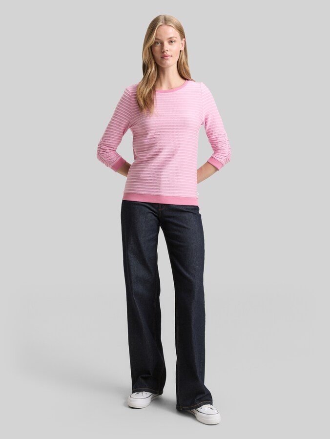 Sweatshirt with striped pattern by Denim Female, tonal rose structure stripe