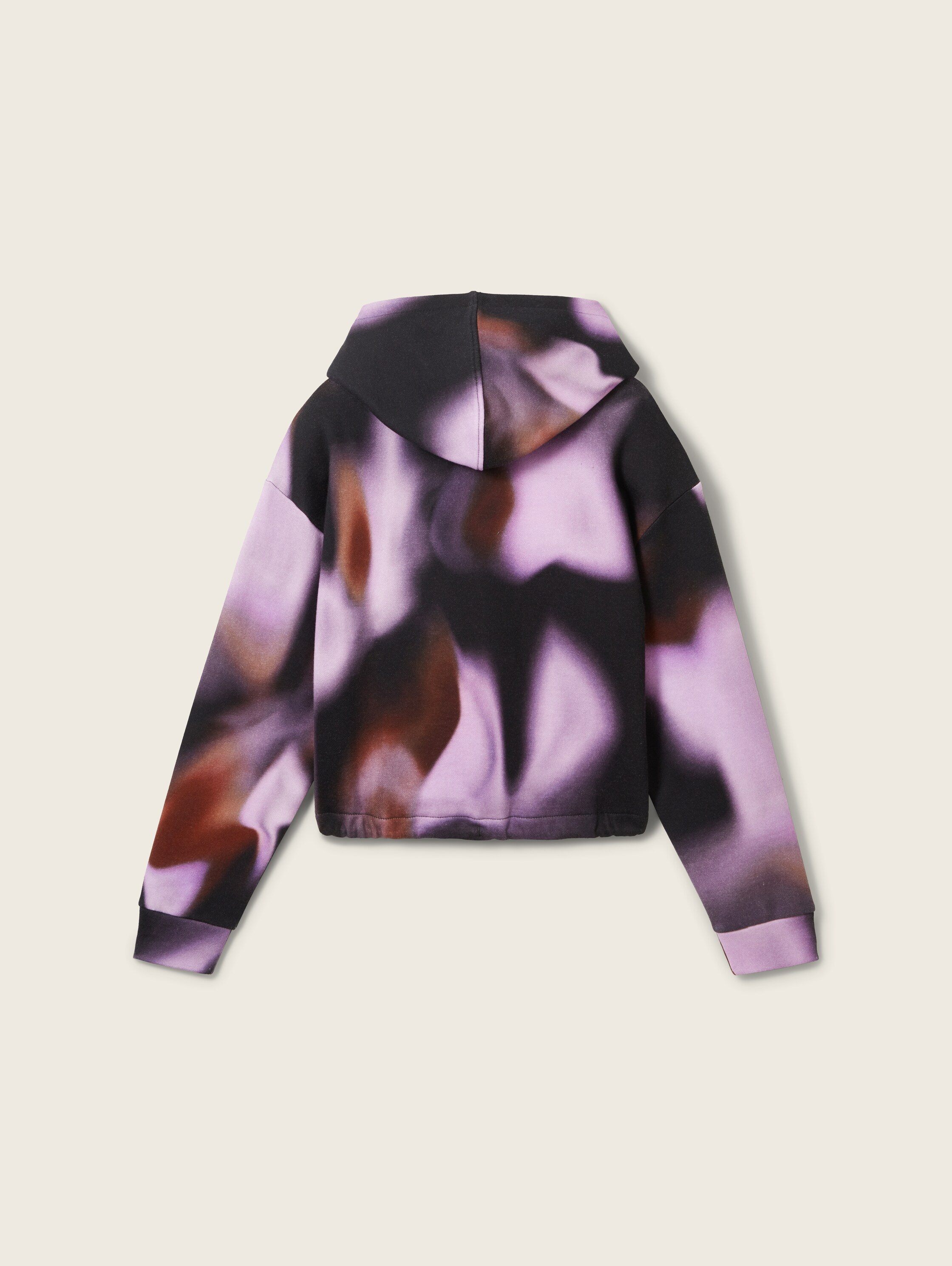 Cropped Hoodie mit Bio-Baumwolle - black abstract print
