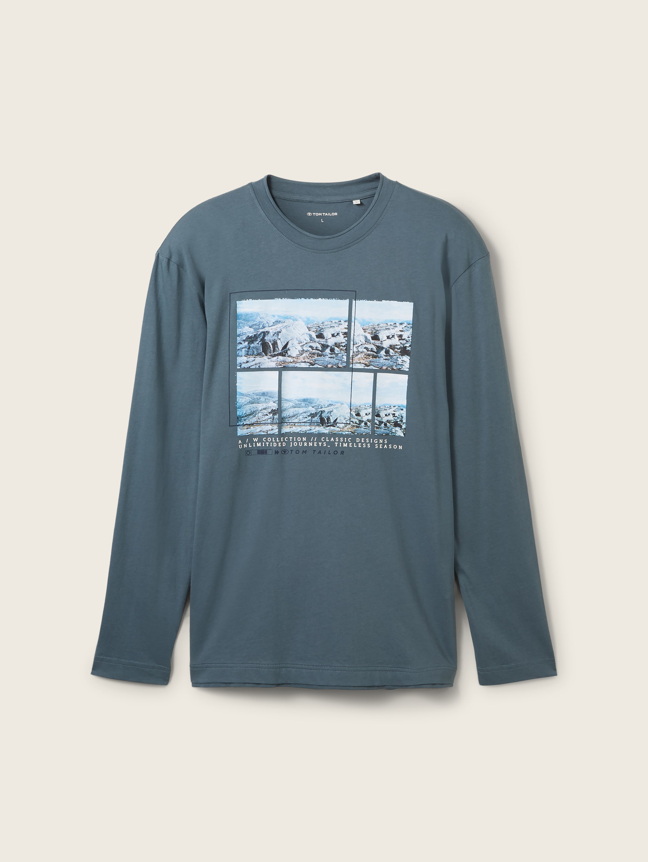 Langarmshirt mit Print - dusty dark teal - Vorder-Produkt-Ansicht