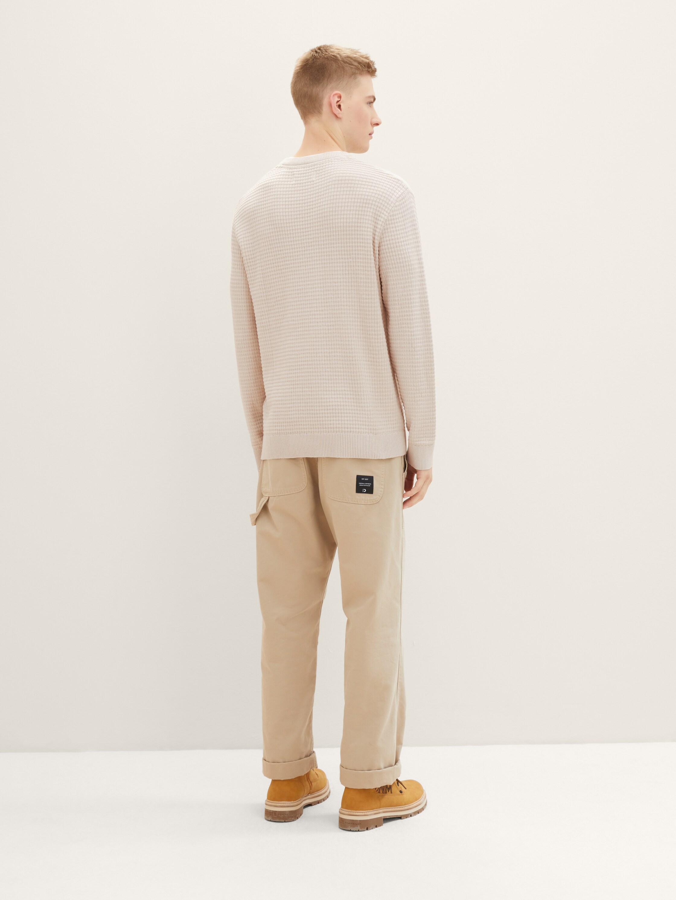 Gebreide trui met structuur - cold beige