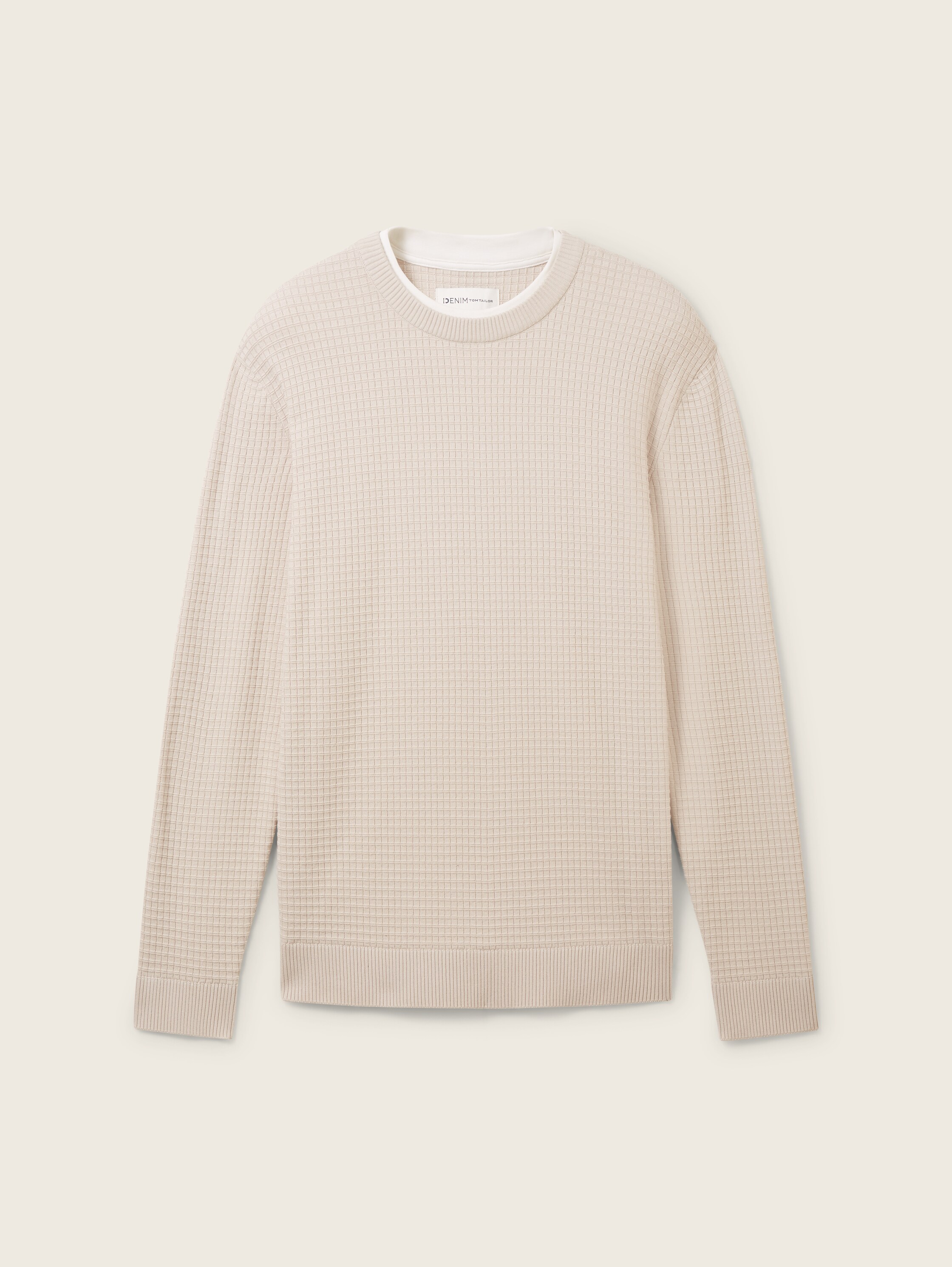 Gebreide trui met structuur - cold beige