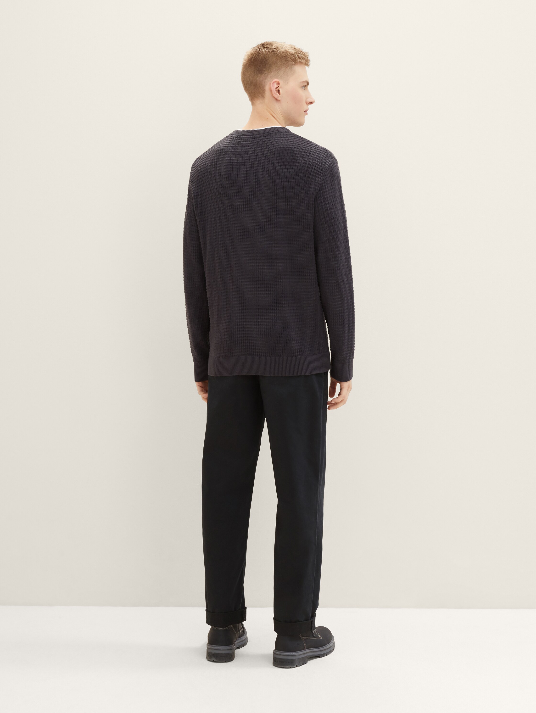 Gebreide trui met structuur - coal grey