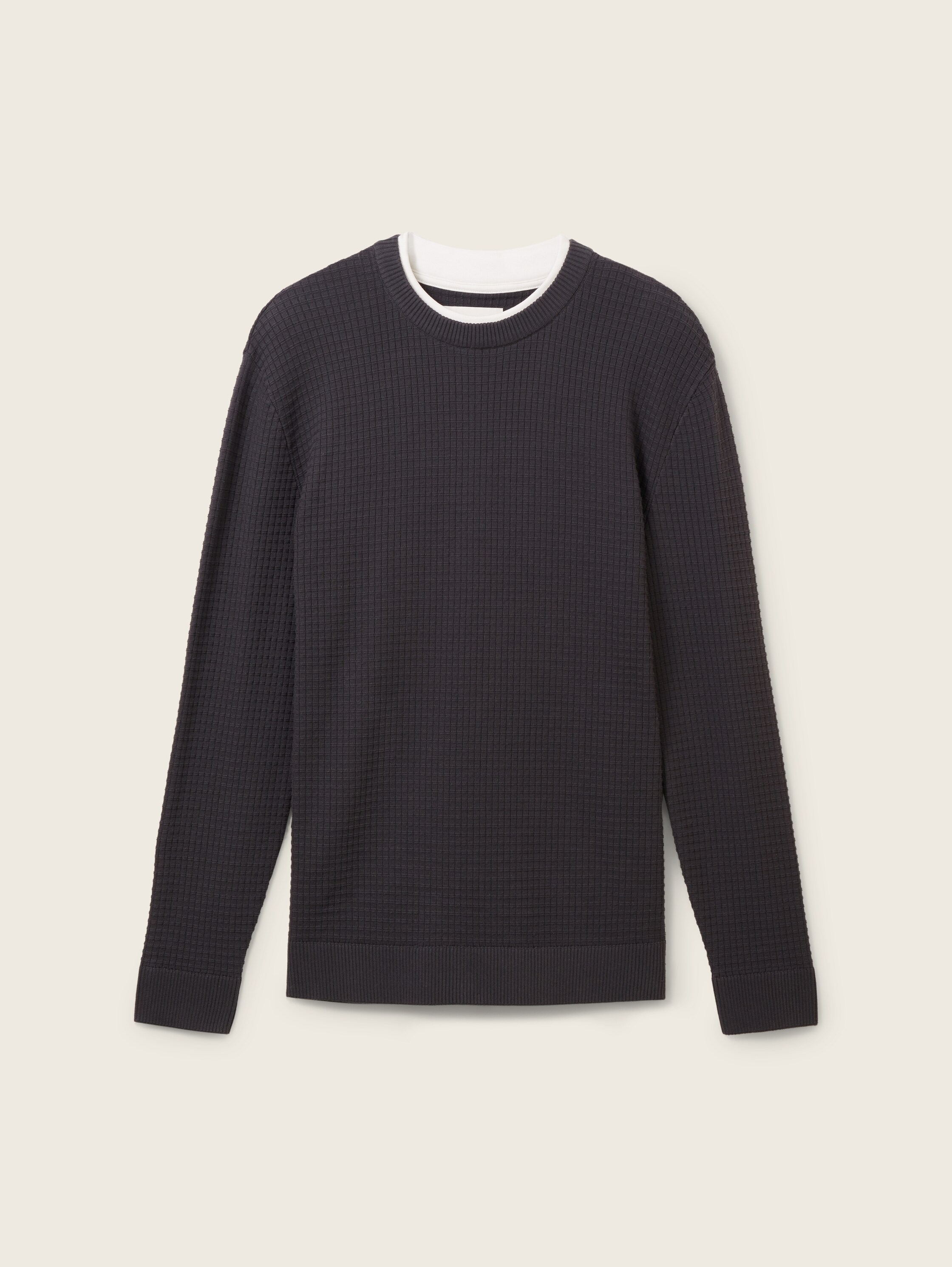 Gebreide trui met structuur - coal grey