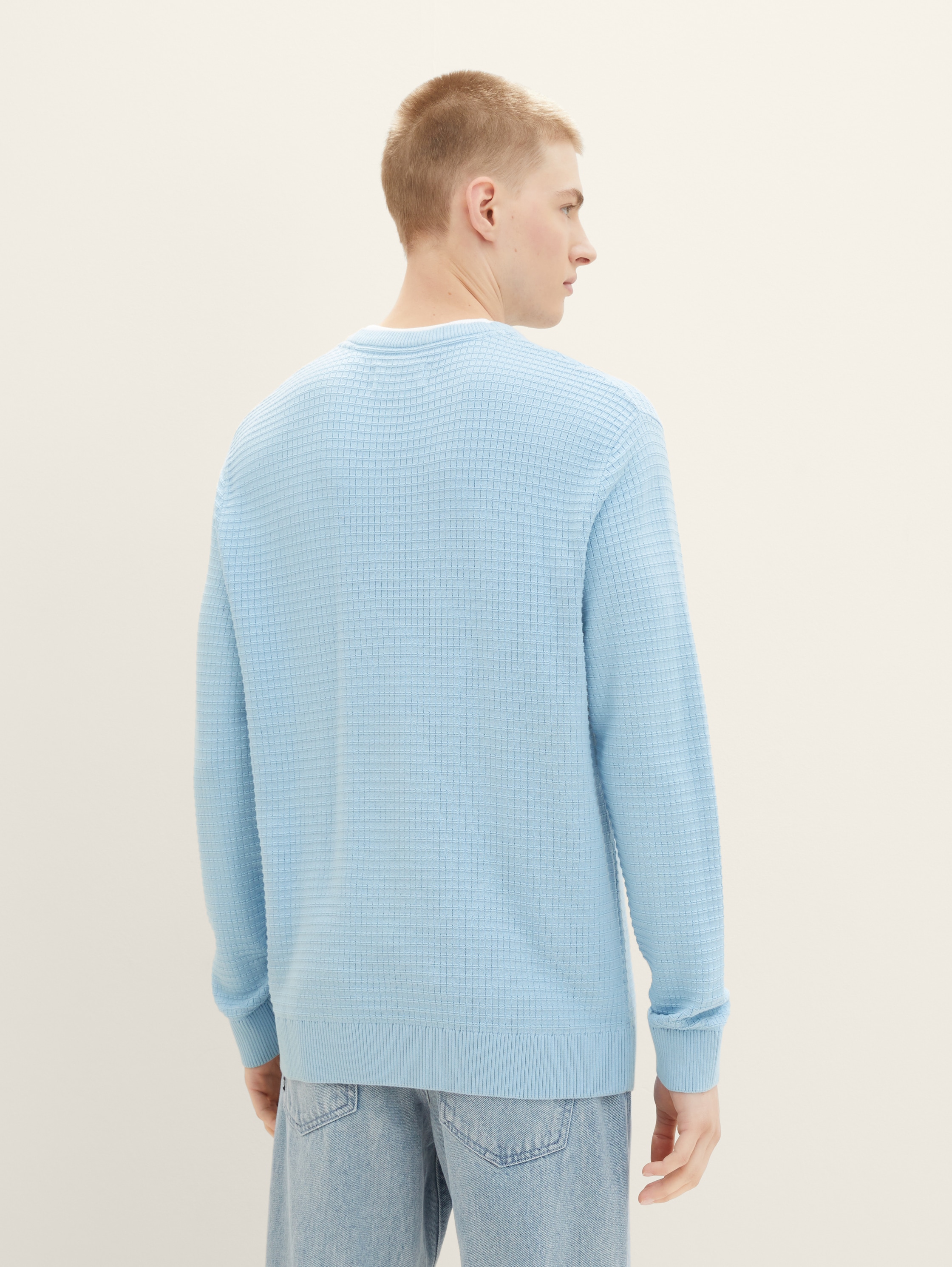 Strickpullover mit Struktur - washed out middle blue