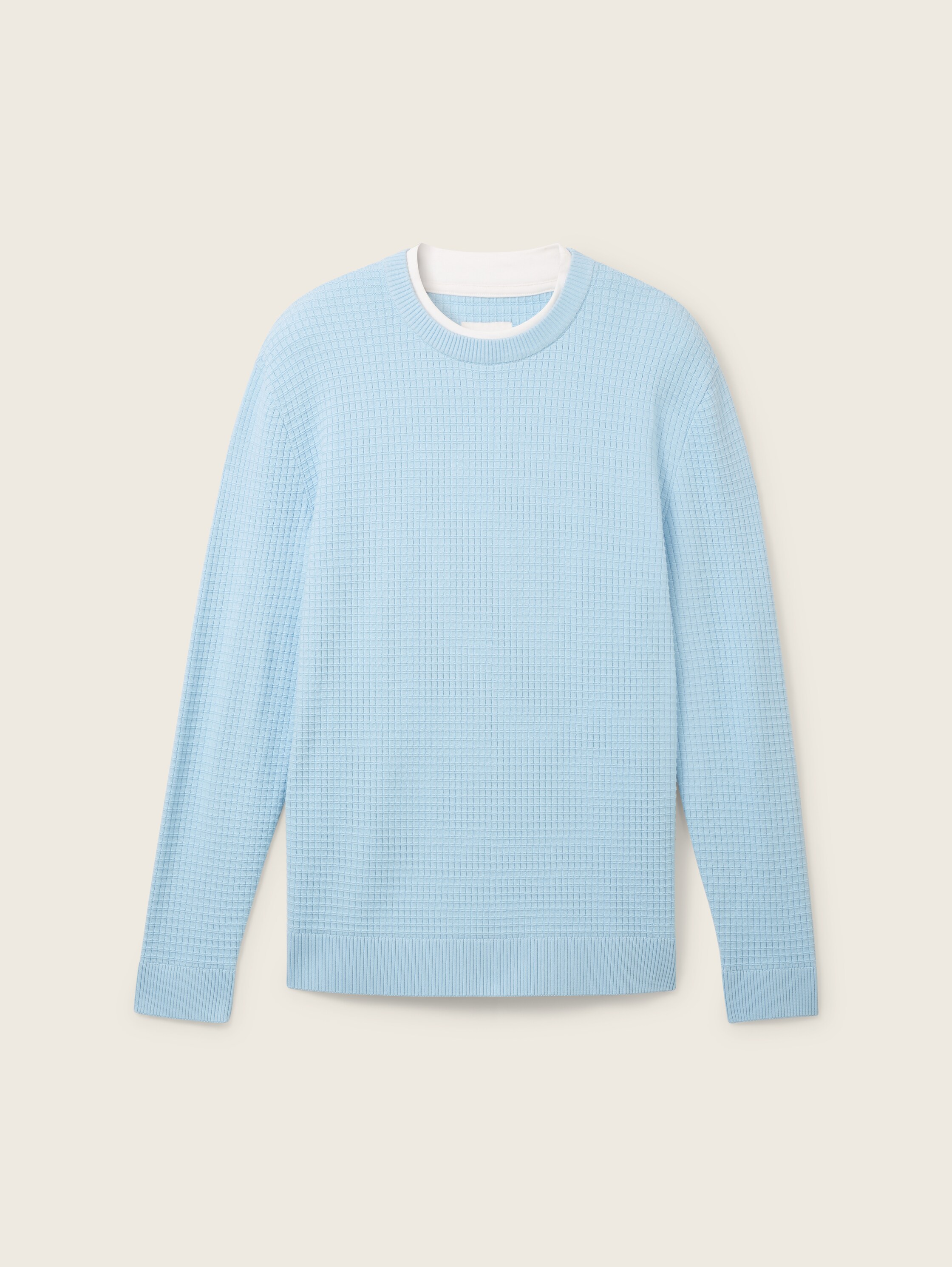 Strickpullover mit Struktur - washed out middle blue