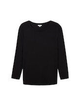 Ausgewählt, Plus Size - Langarmshirt mit U-Boot Ausschnitt von Tom Tailor, schwarz