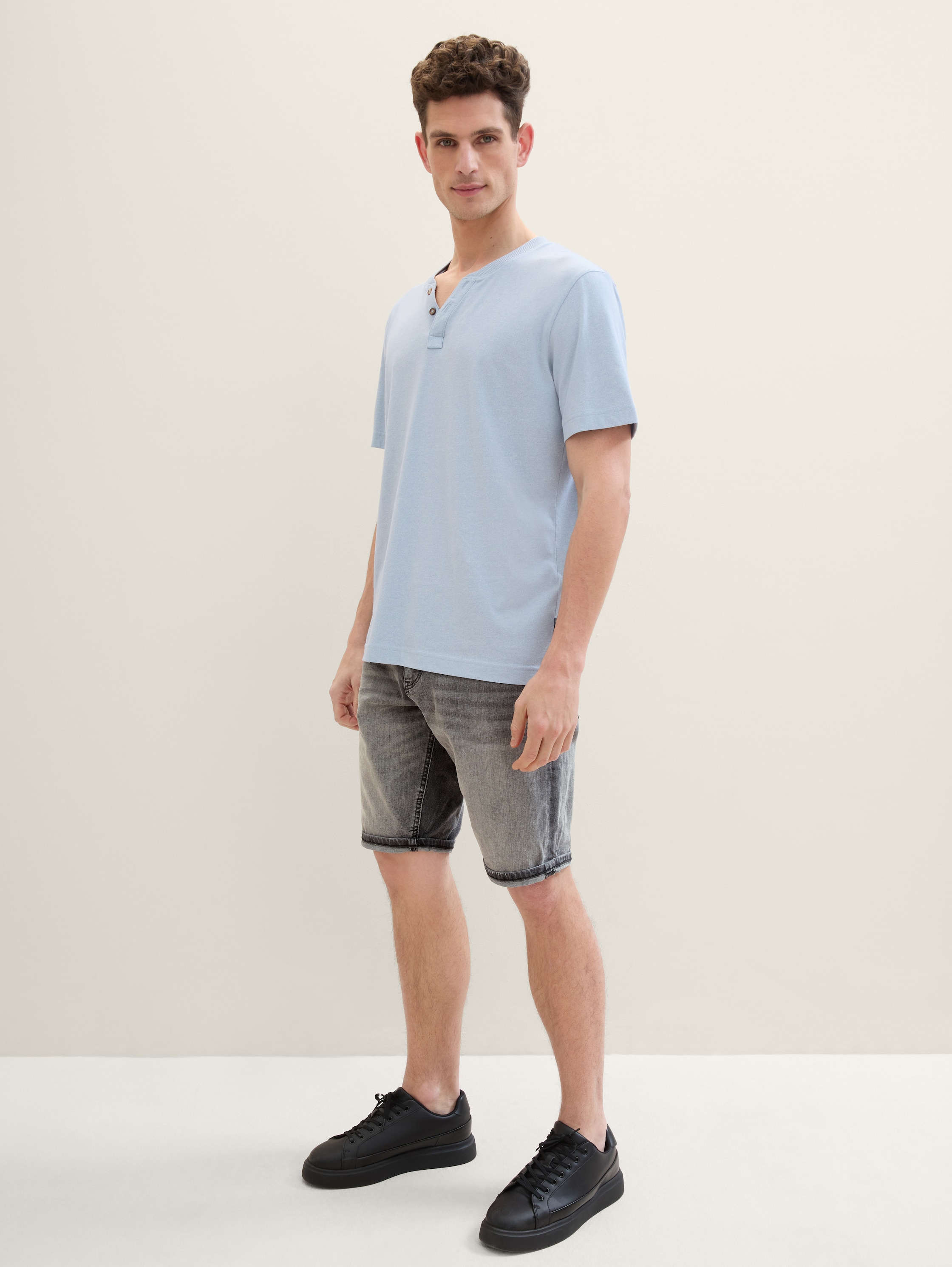 TTJOSH REGULAR SLIM Jeans Shorts - used light stone grey denim