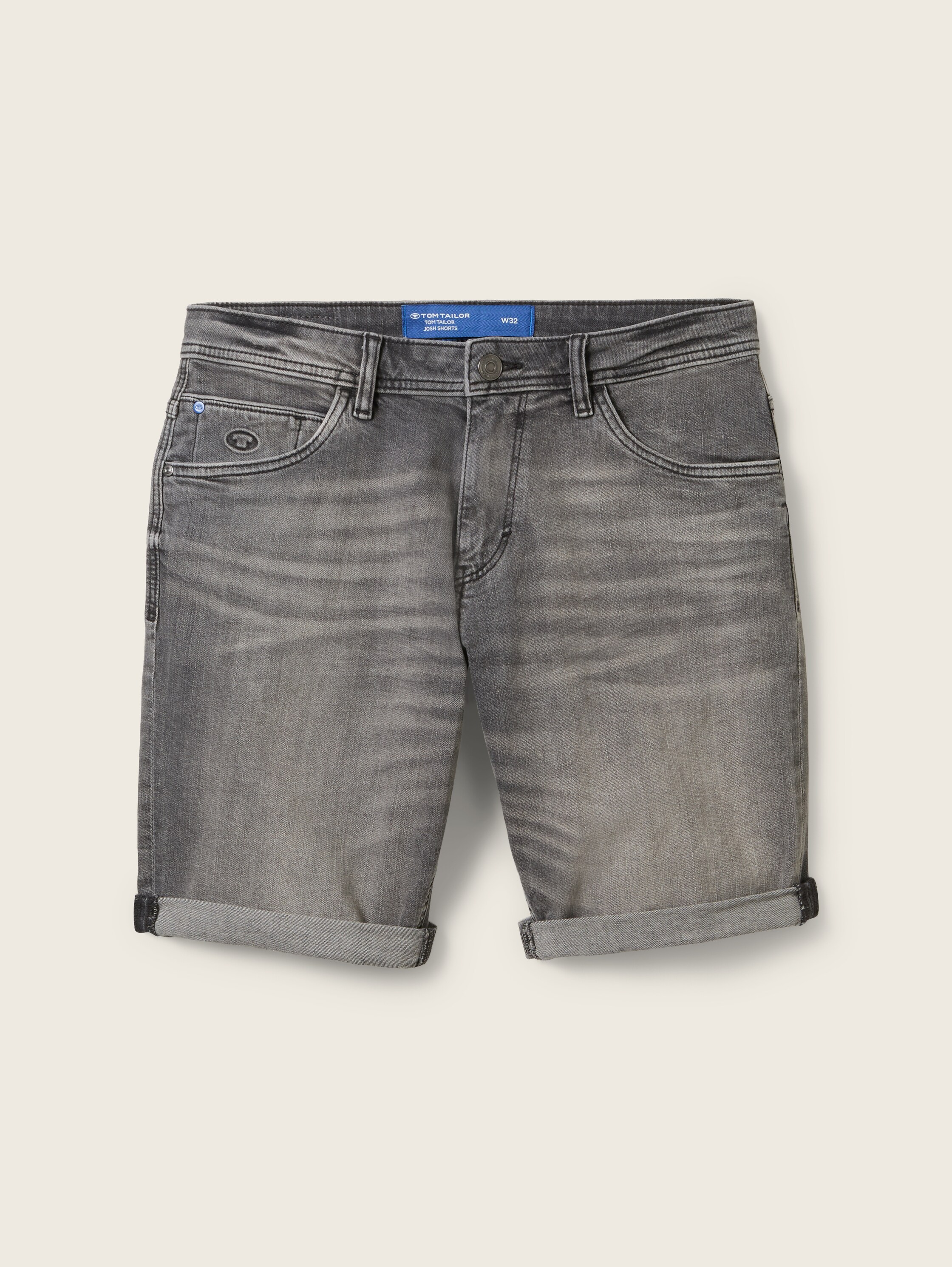 TTJOSH REGULAR SLIM Jeans Shorts - used light stone grey denim - Vorder-Produkt-Ansicht