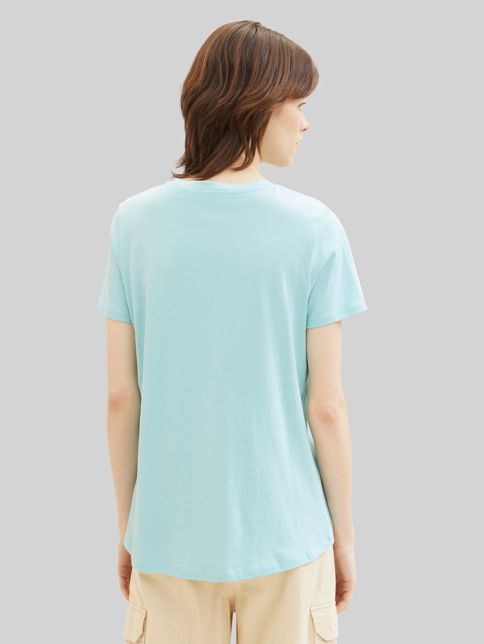 T-shirt loose fit en coton - pastel turquoise - Découpe Vue arrière du modèle