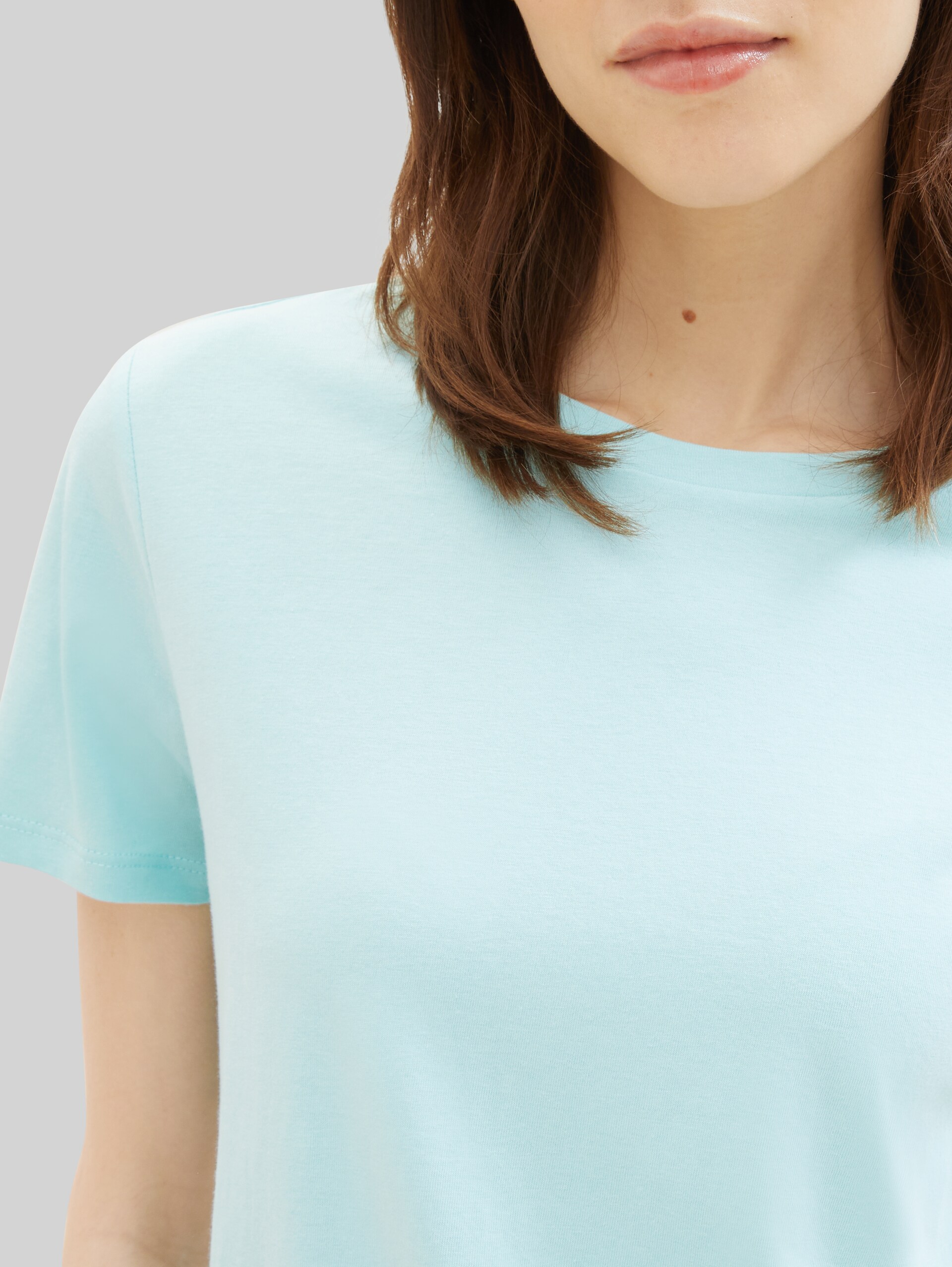 T-shirt loose fit en coton - pastel turquoise - Vue détaillée du modèle