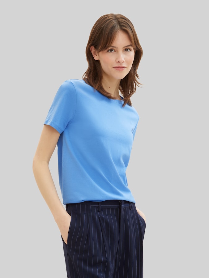 Loose Fit T-Shirt aus Baumwolle von Denim Female, sicilian blue