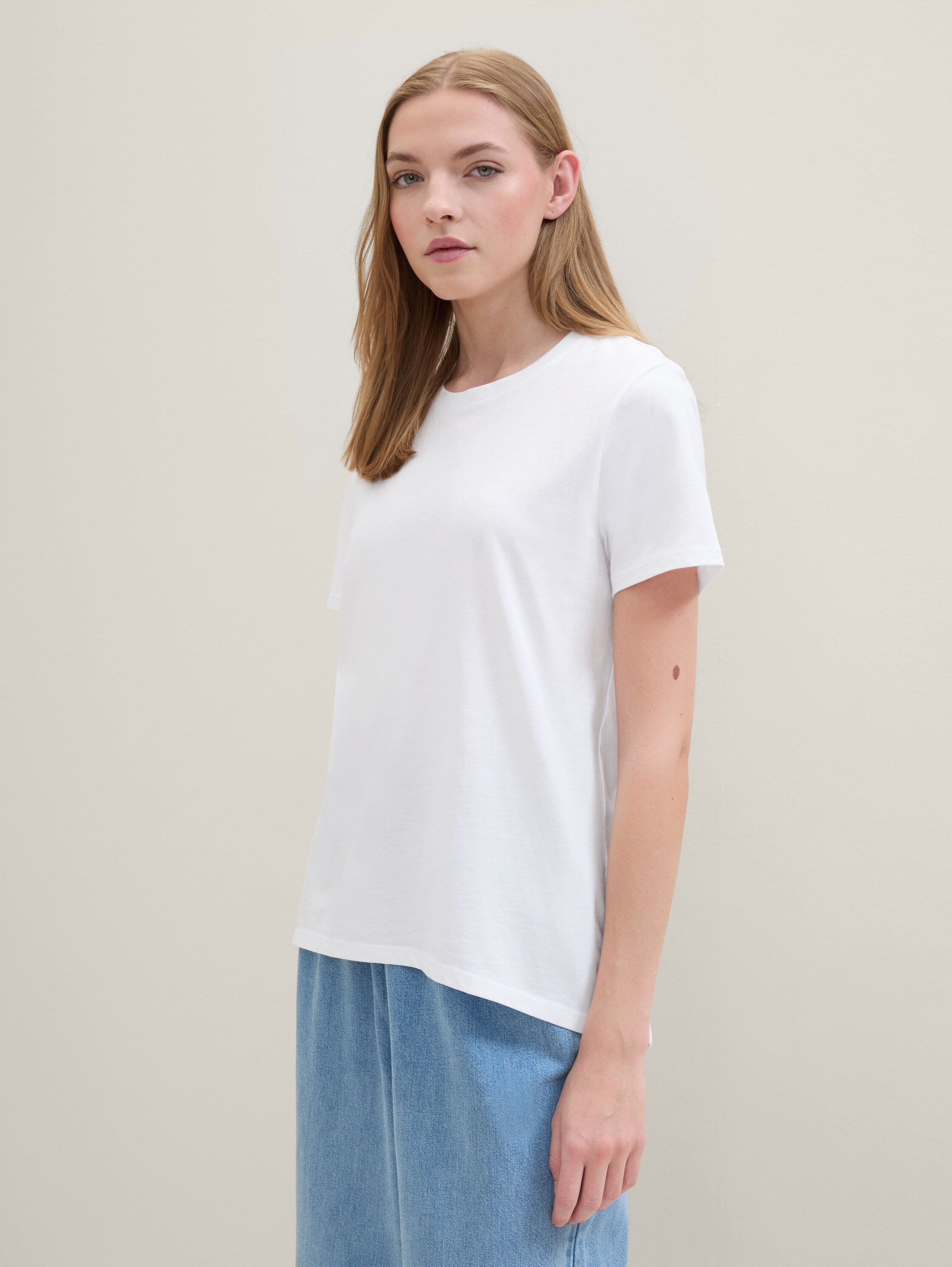 Loose Fit T-Shirt aus Baumwolle - white - 