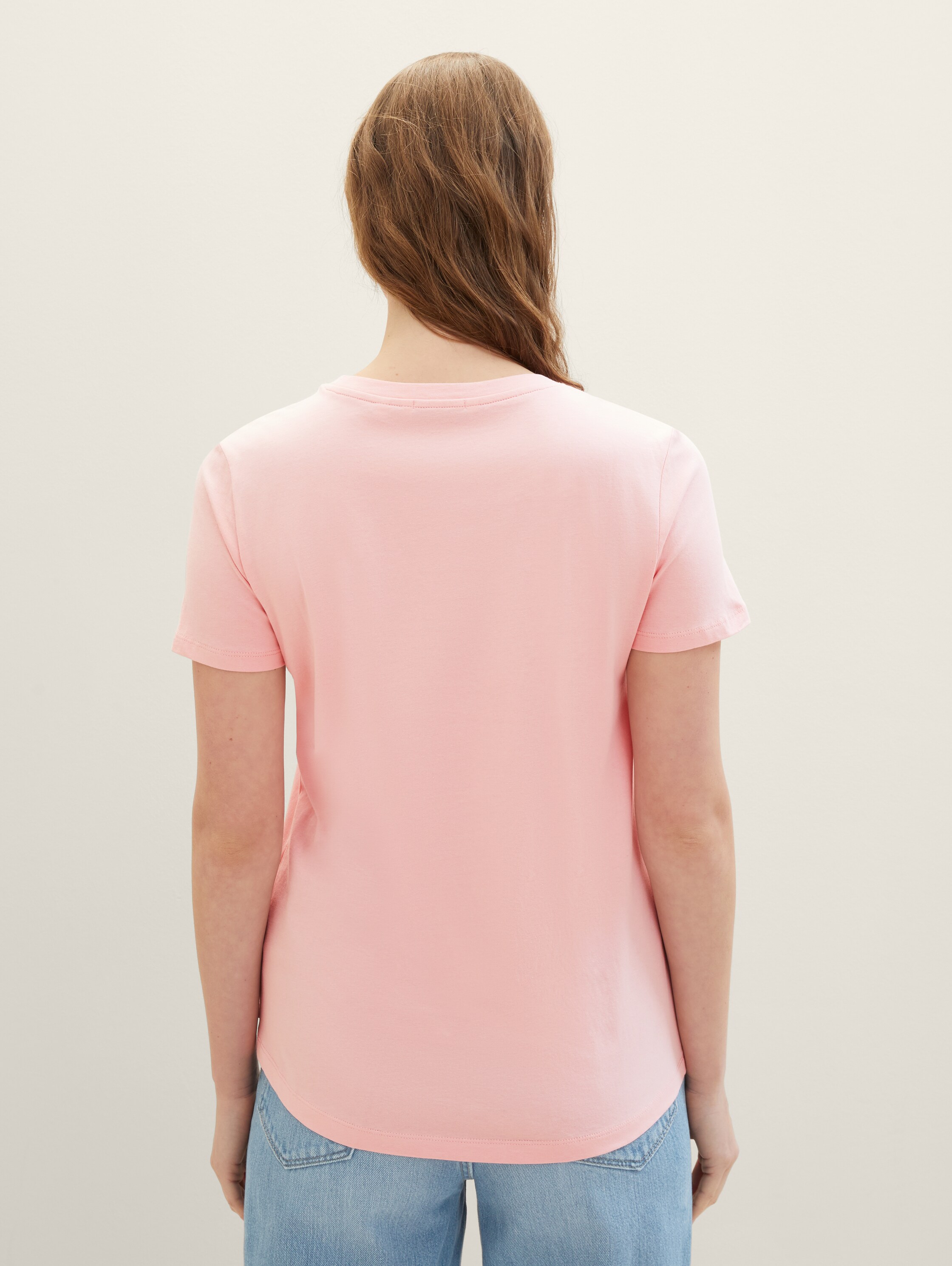 T-shirt loose fit en coton - rose - Vue de dos du modèle ( découpe)