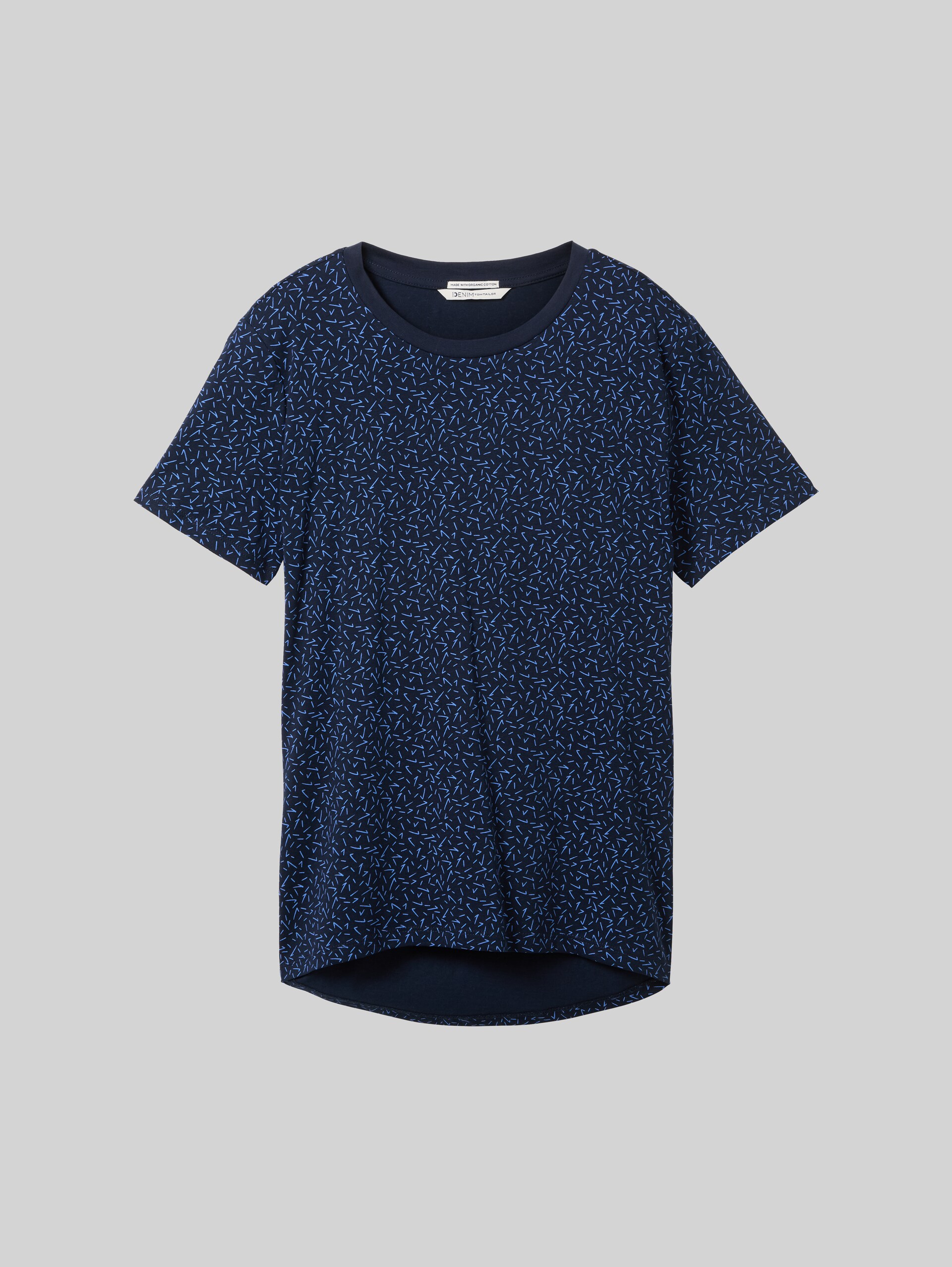 Loose Fit T-Shirt aus Baumwolle - navy blue structure print - Vorder-Produkt-Ansicht