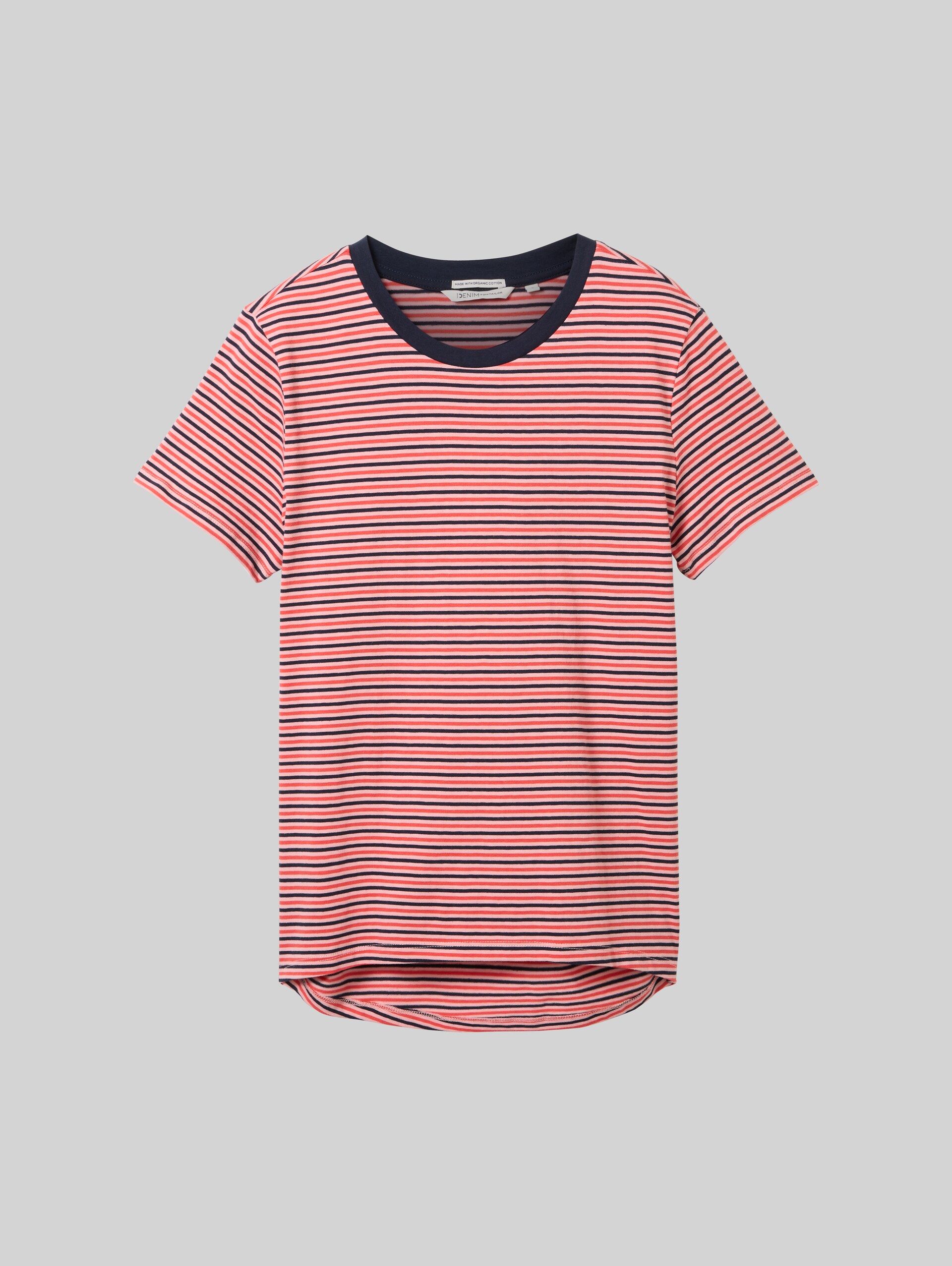 T-shirt loose fit en coton - rose navy red stripe - Vue de face du produit