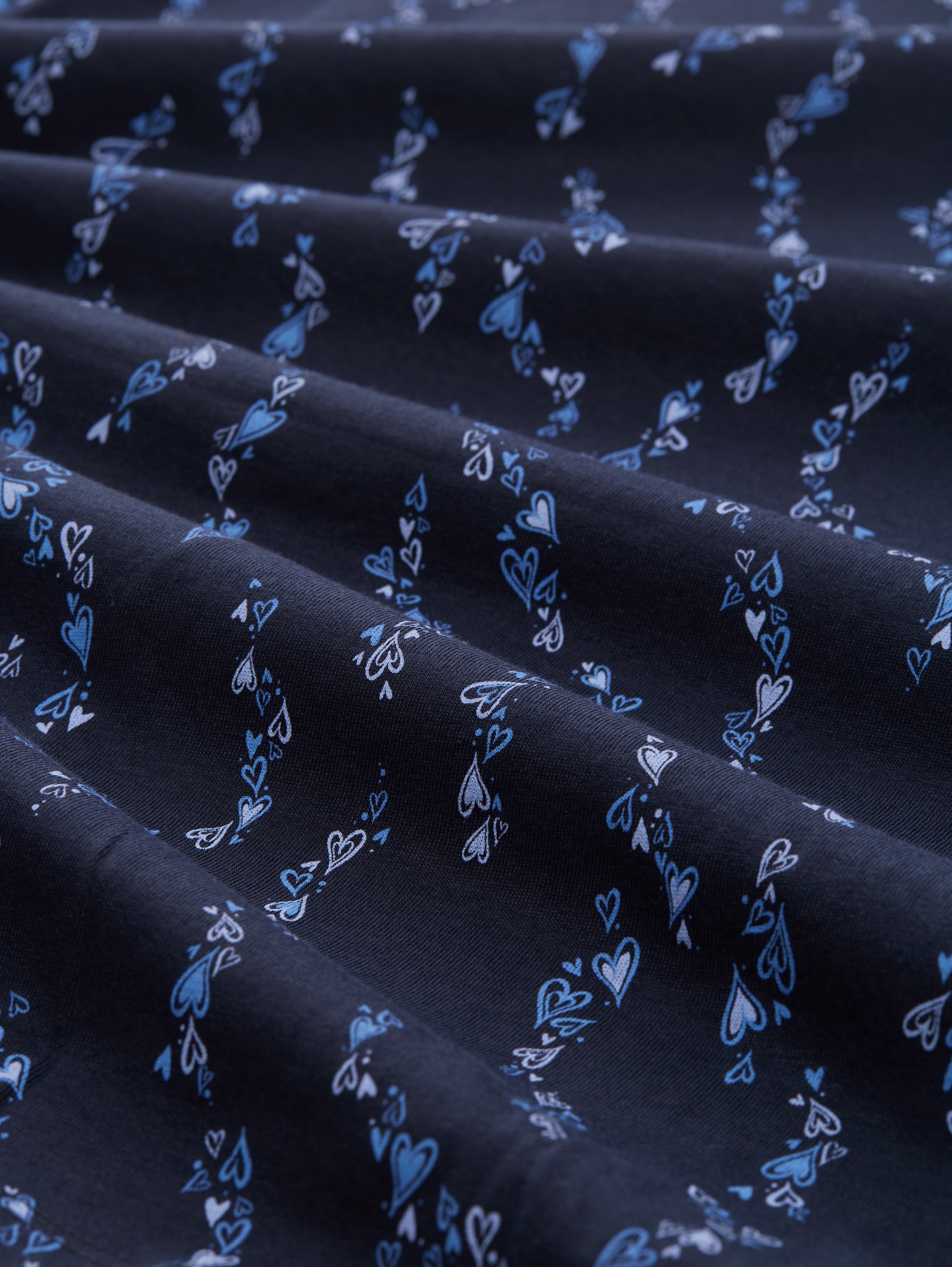 T-Shirt mit Knoten-Detail - navy mid blue heart print - Material-Ansicht