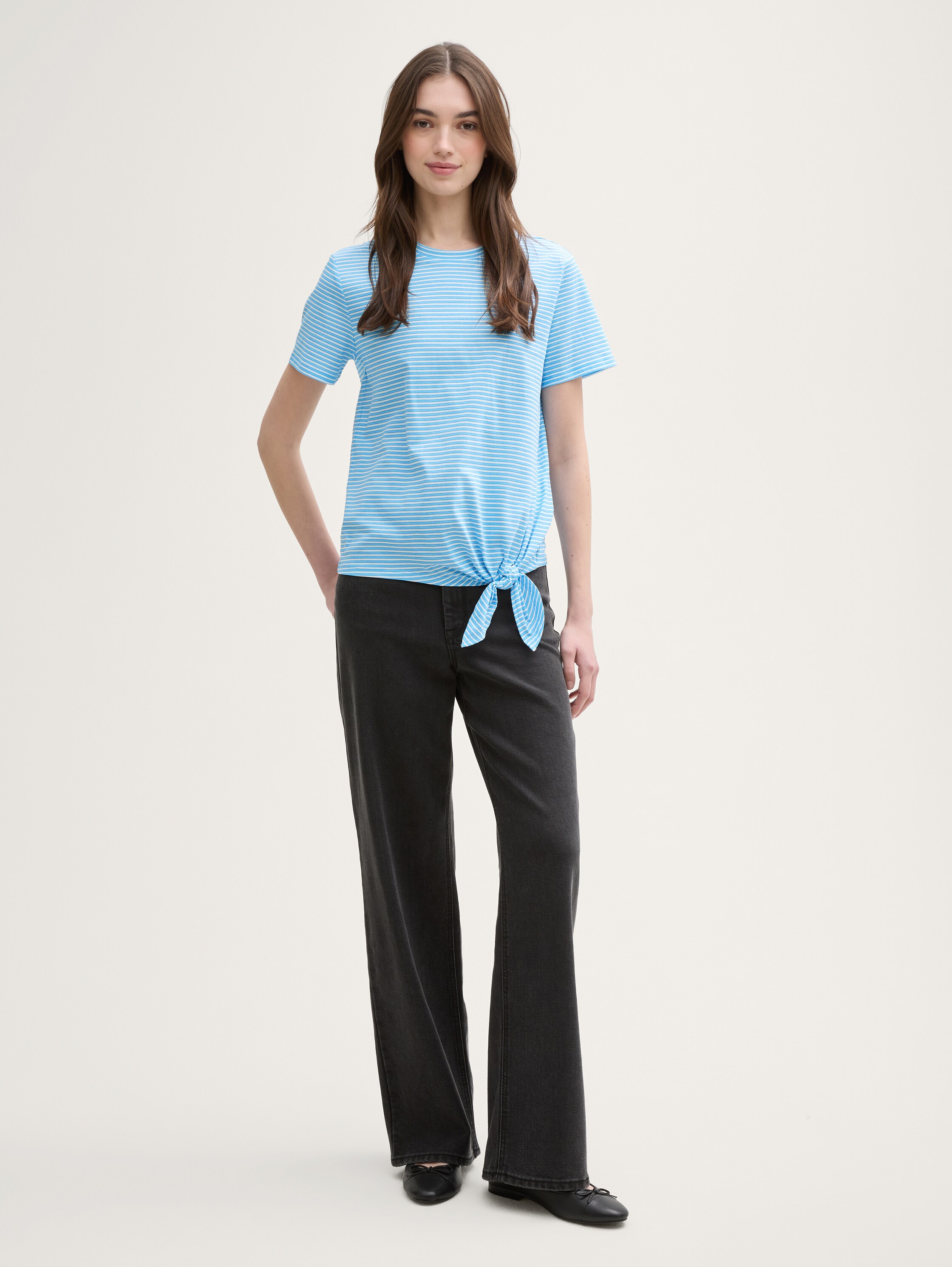 T-Shirt mit Knoten-Detail - blue_white_stripe - 