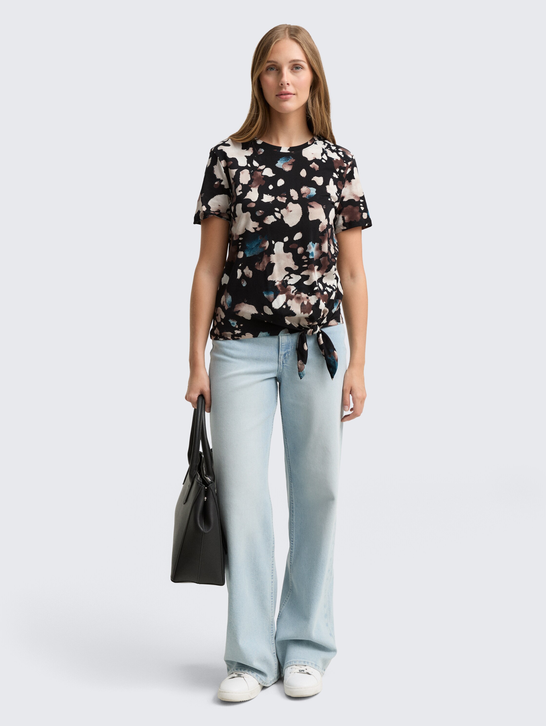 T-Shirt mit Knoten-Detail - abstract_print - 