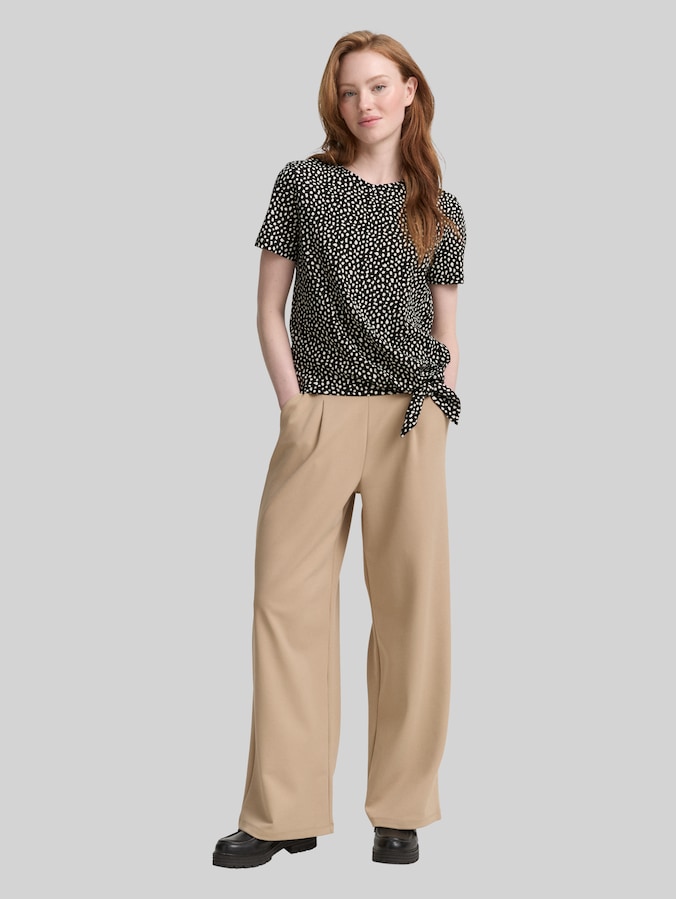 T-shirt avec détail de nœud par Denim Female, black white dotted print