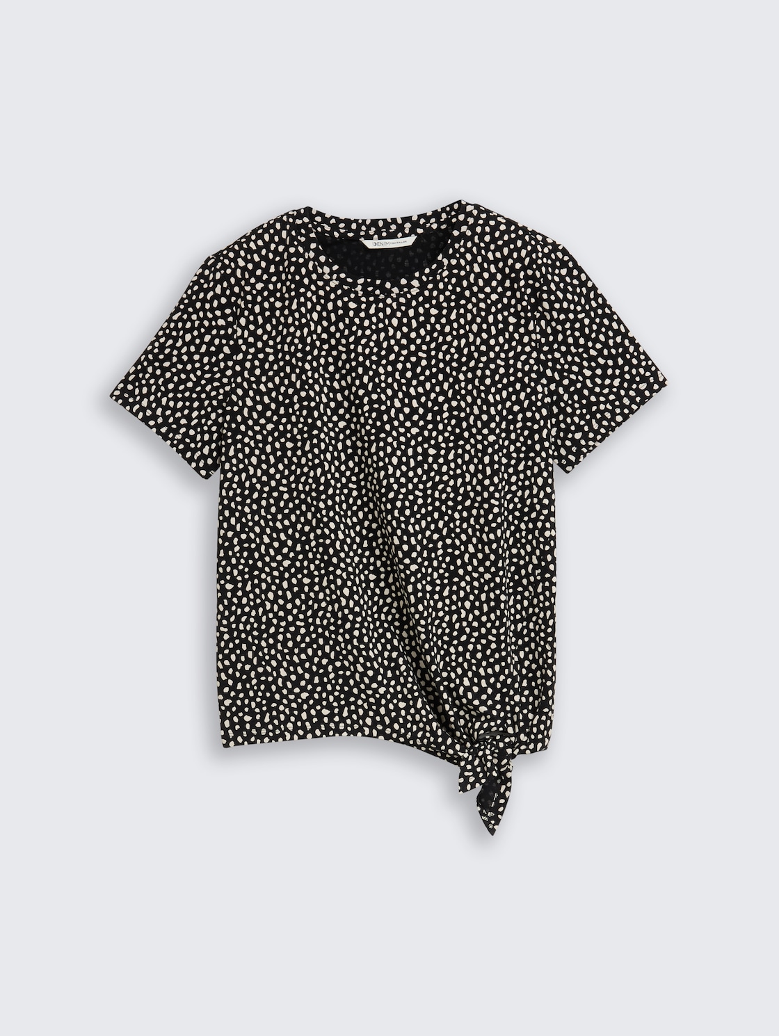 T-Shirt mit Knoten-Detail - black white dotted print - Vorder-Produkt-Ansicht