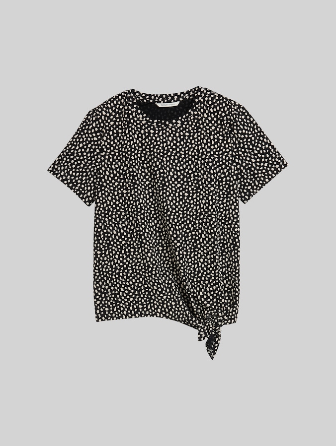 T-shirt with knot detail by Denim Female, black white dotted print