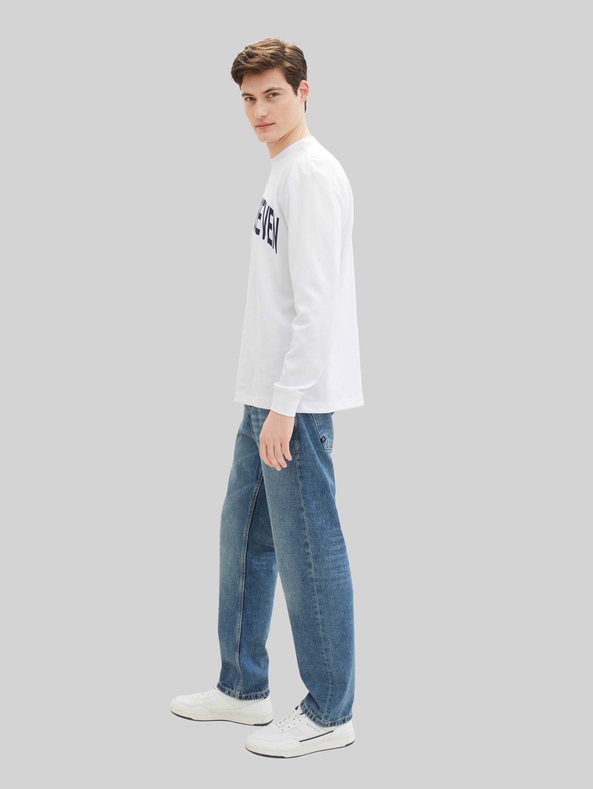 Loose Straight Fit Jeans - Used Mid Stone Blue Denim