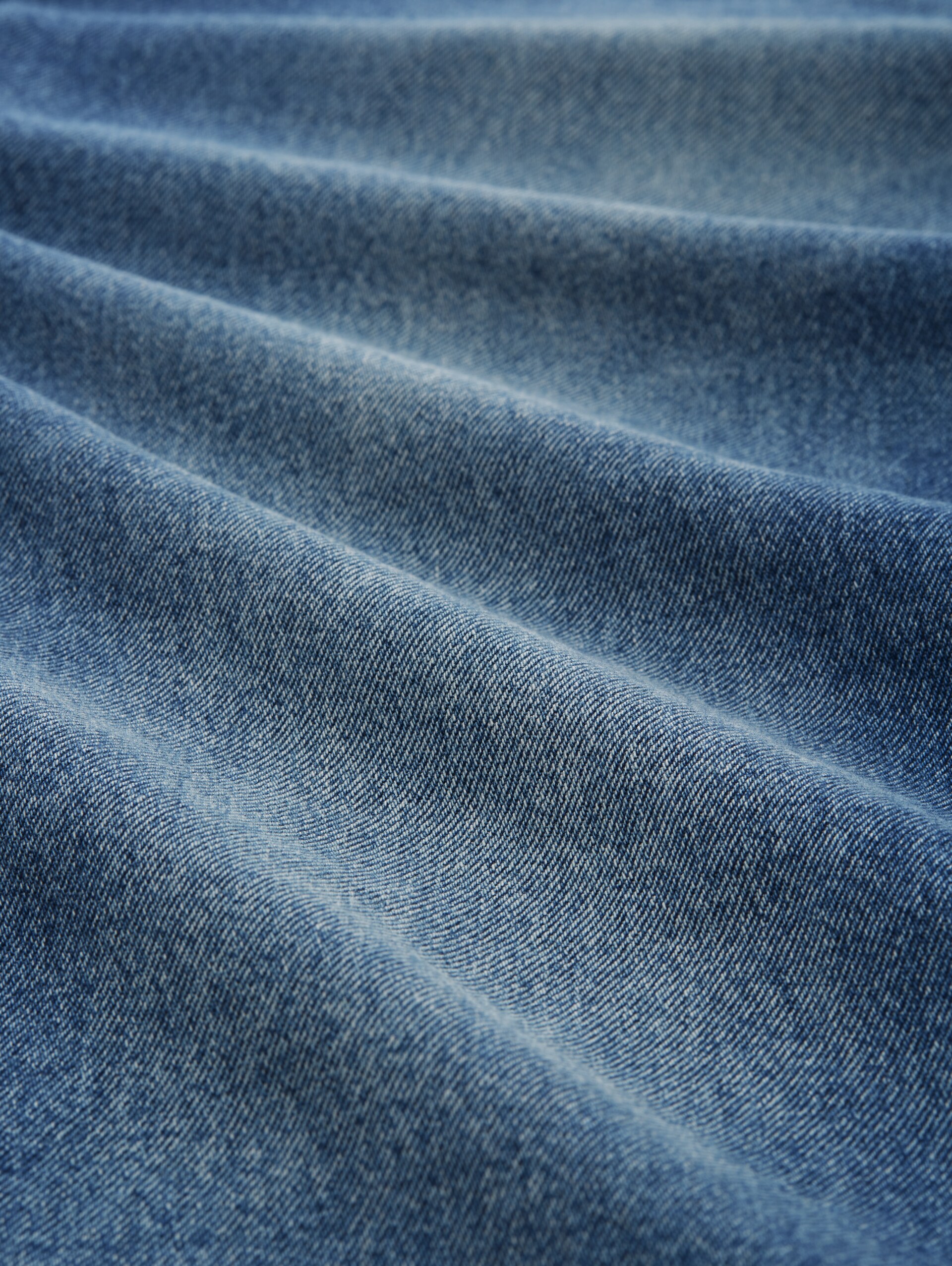 Loose Straight Fit Jeans - Used Mid Stone Blue Denim - Materiaalweergave