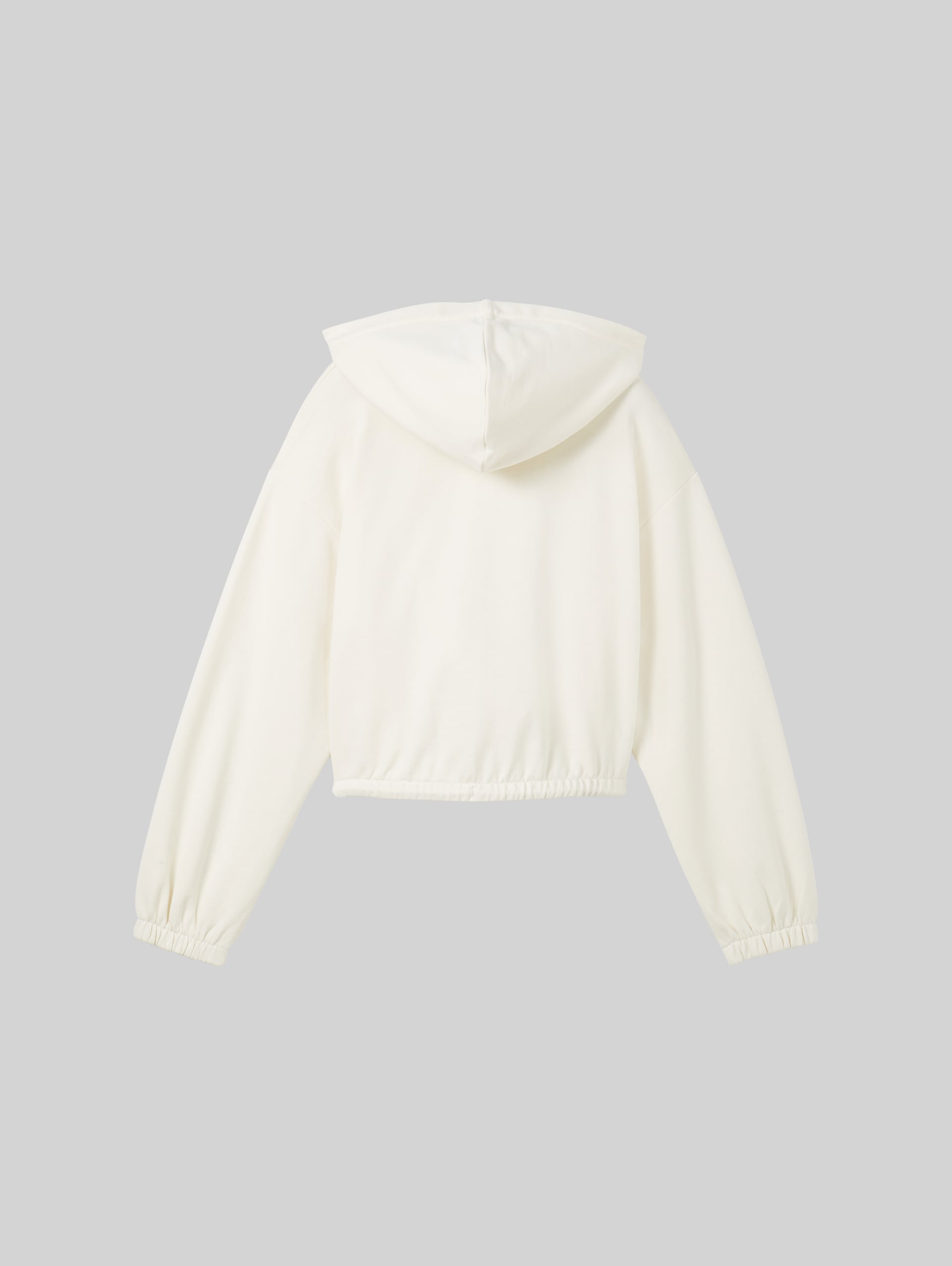 Cropped sweatjacket with organic cotton - Gardenia White