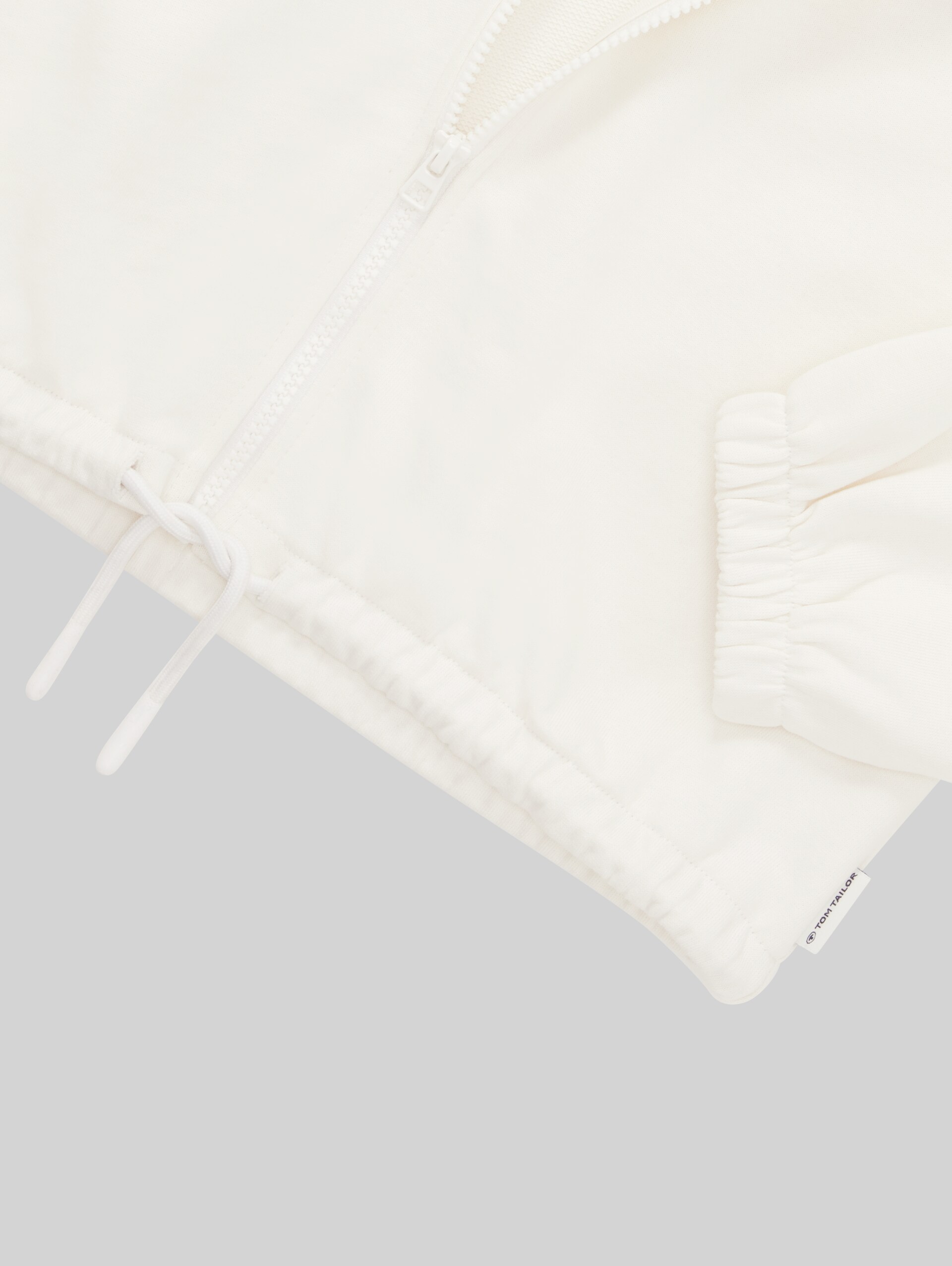 Cropped sweatjacket with organic cotton - Gardenia White - Detail model view