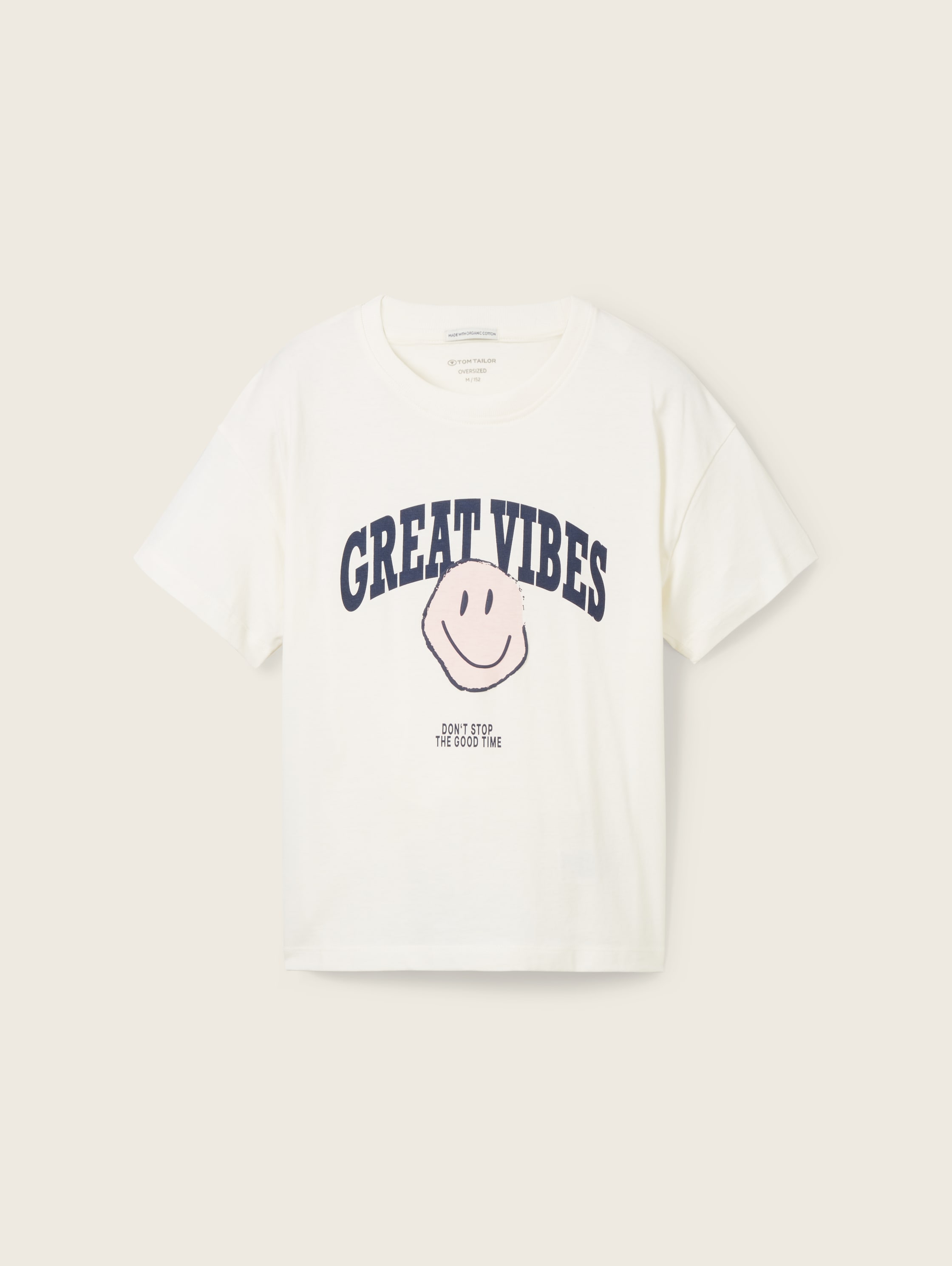 Oversized T-shirt met print - Wool White - Product vooraanzicht