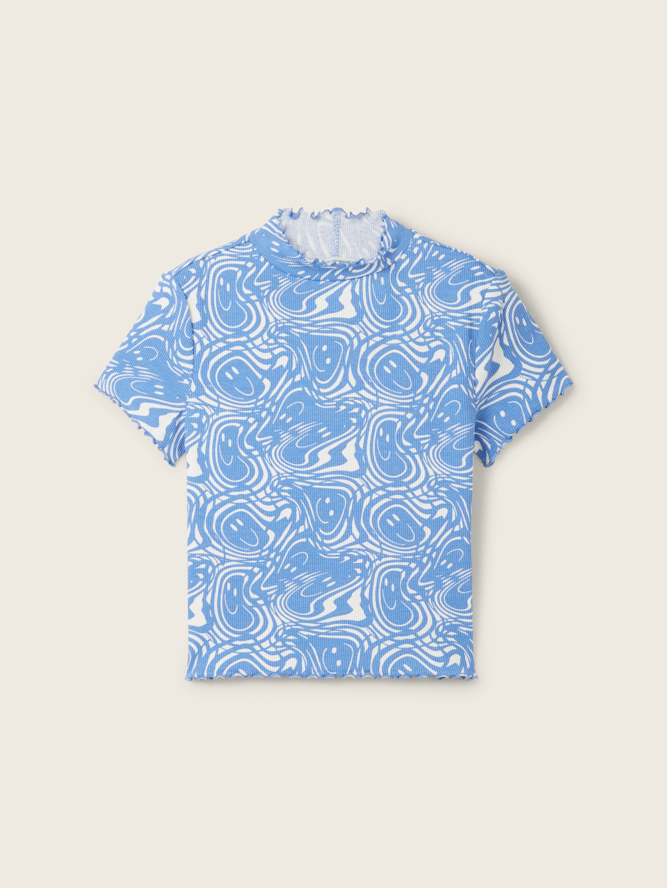 T-shirt cropped comportant du coton bio - bleu - Vue du produit