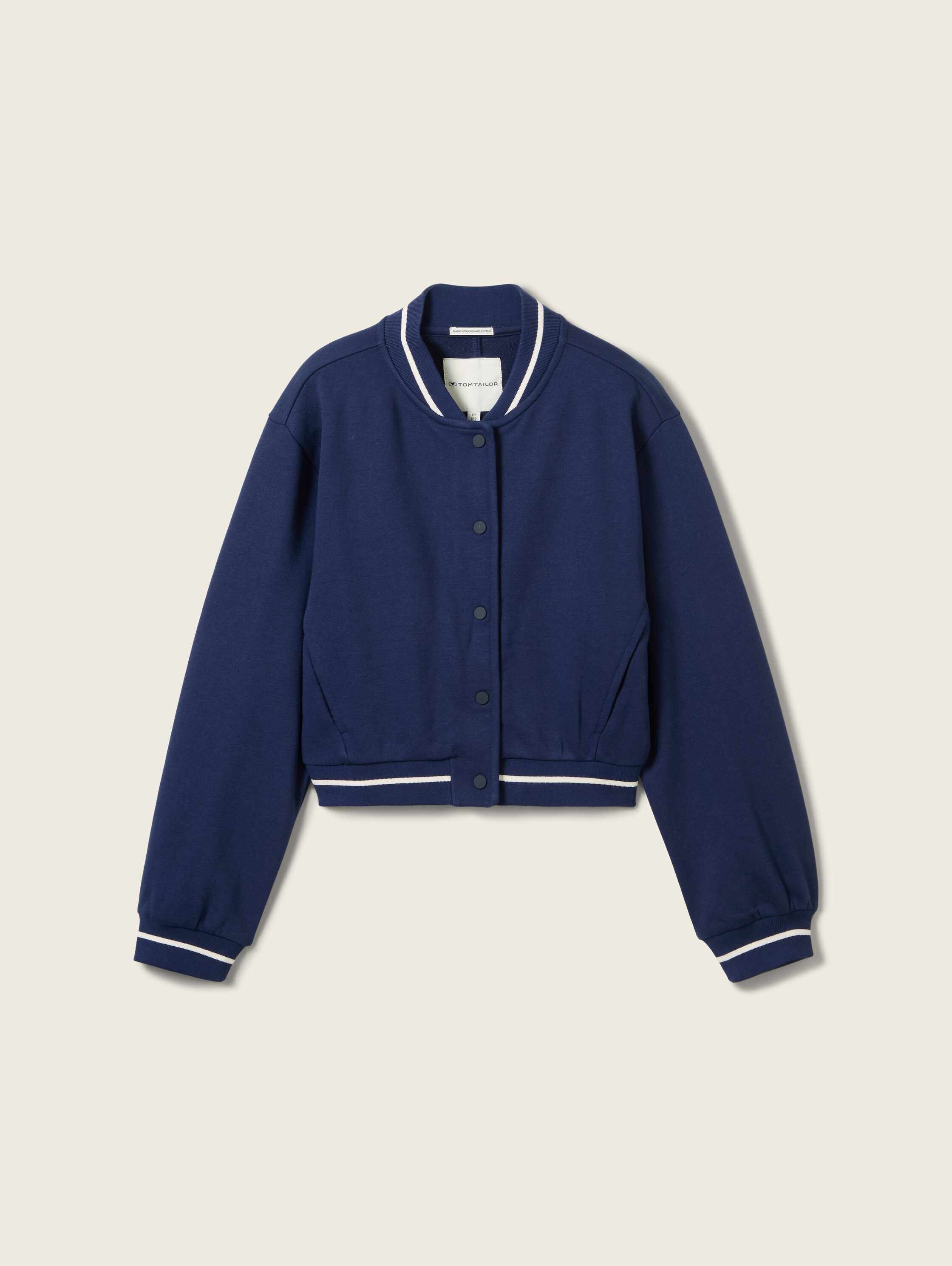Sweat zippé College court comportant du coton bio - bleu - 