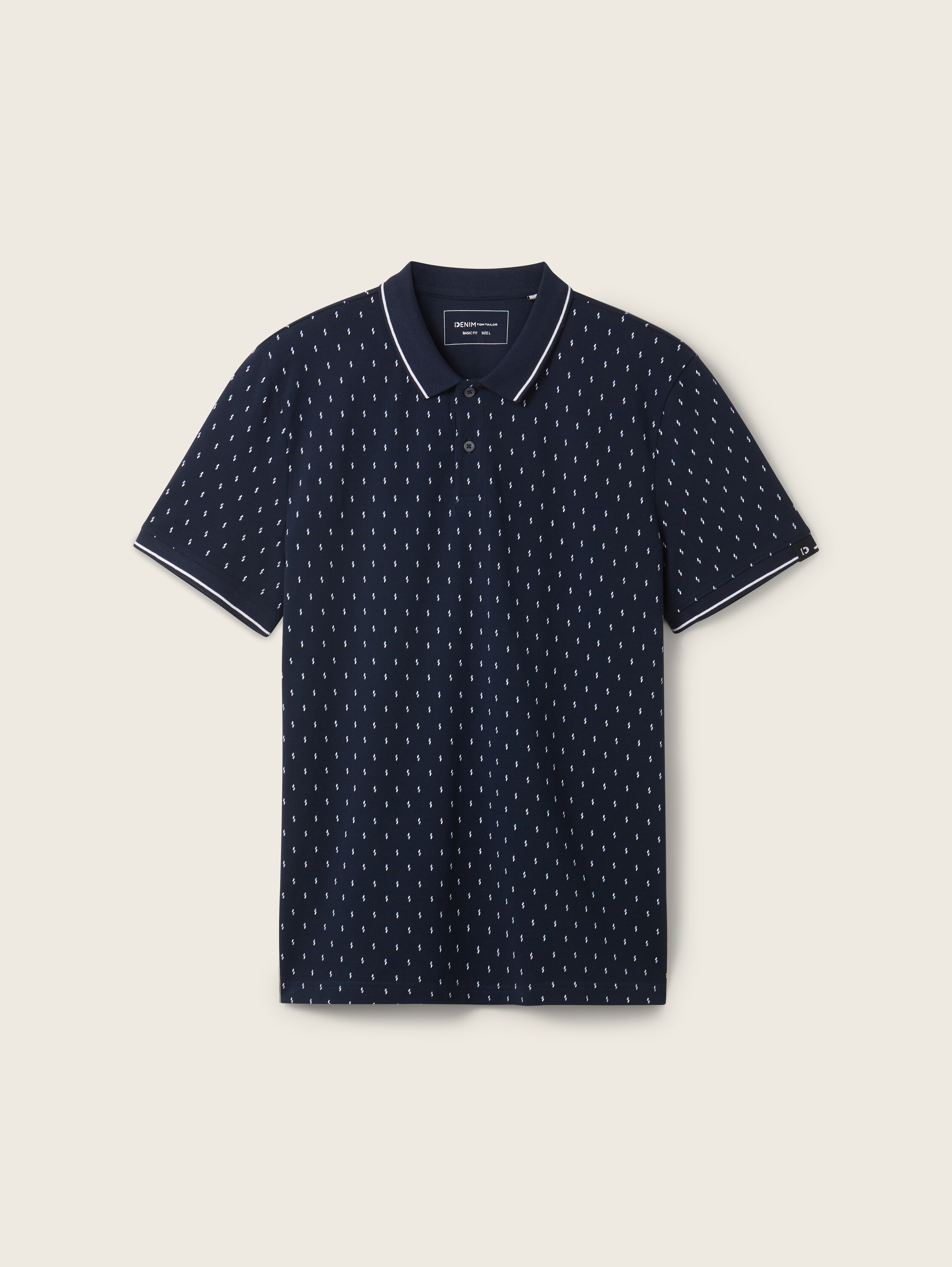 Poloshirt met allover-print - navy mini squares print