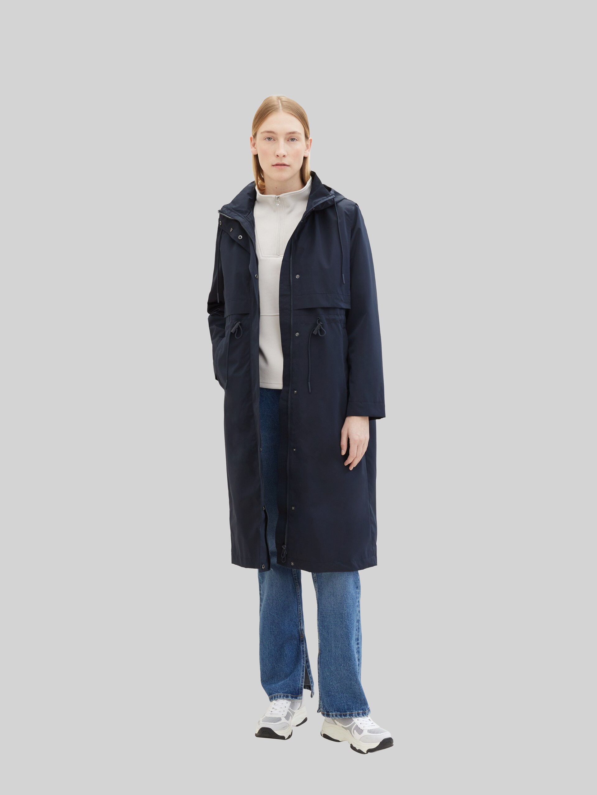 Regenmantel met gerecycled polyester - sky captain blue - zijaanzicht model