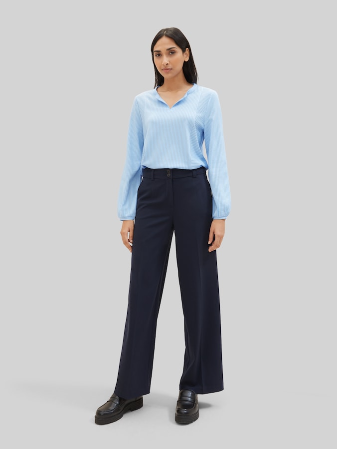 Blouse met streepjesmotief door Women, blue white thin stripe