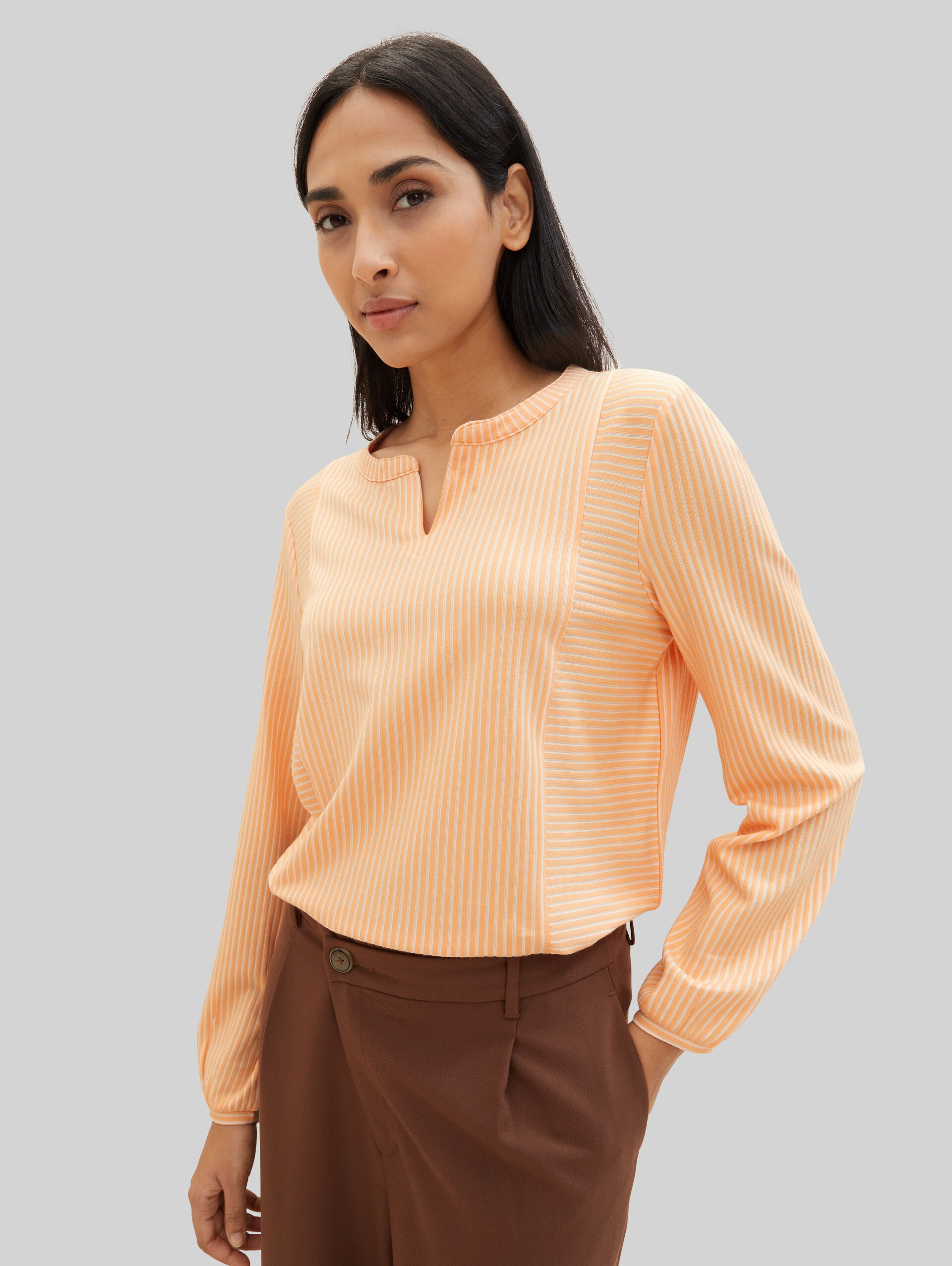 Blouse à rayures - coral beige thin stripe