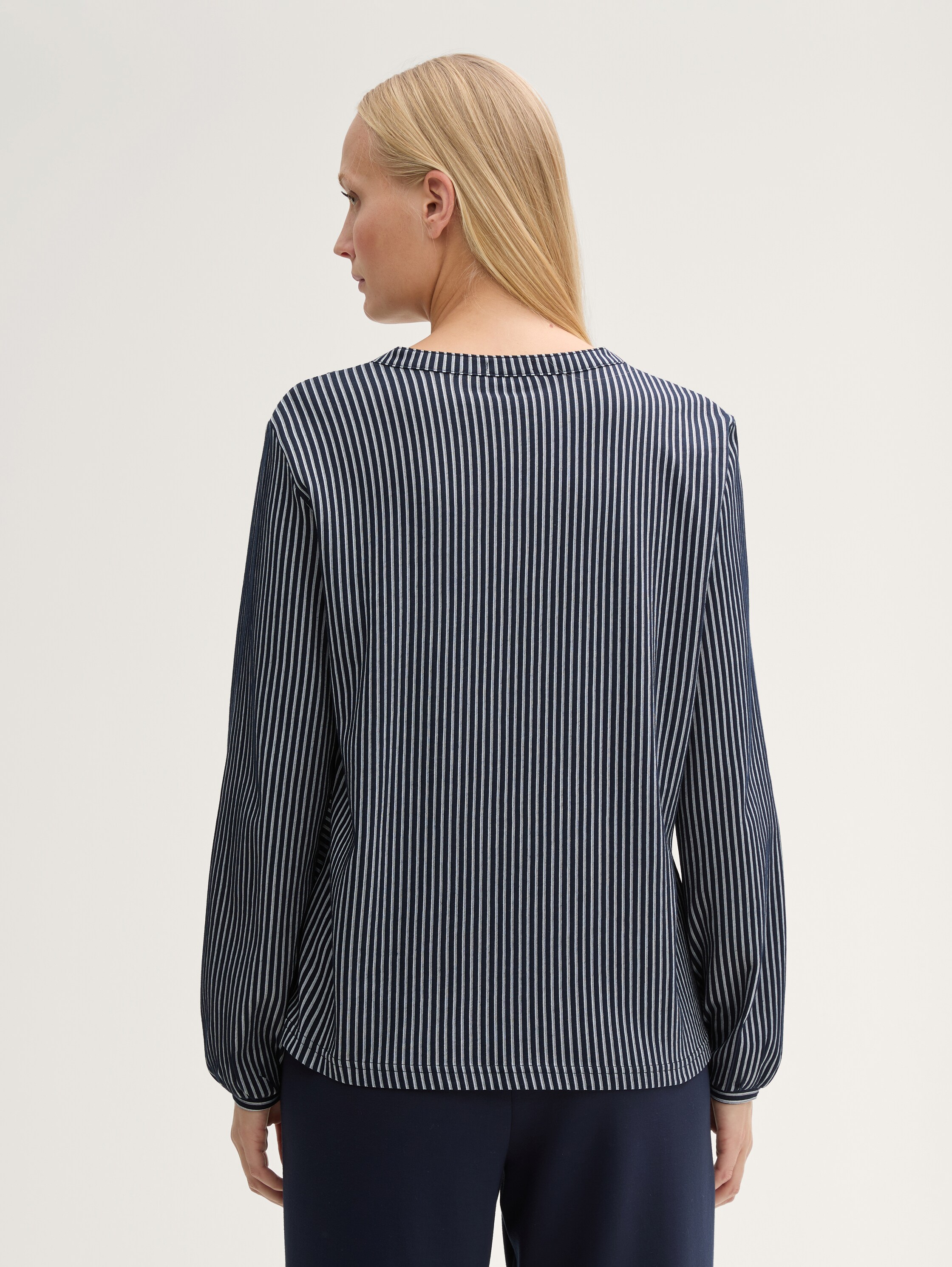 Bluse mit Streifenmuster - navy_blue_white_thin_stripe - 