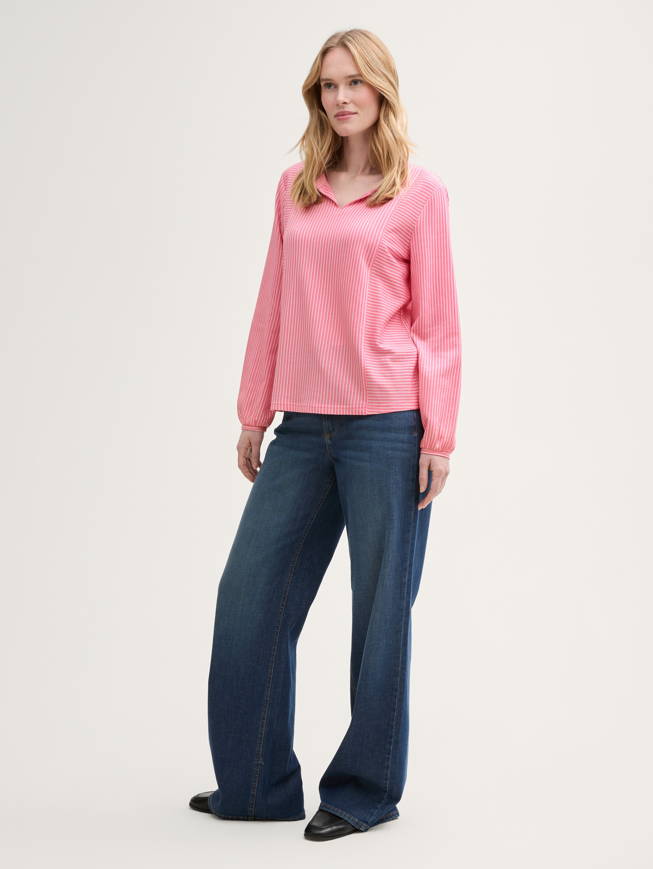 Bluse mit Streifenmuster - bright_rose_white_thin_stripe - 