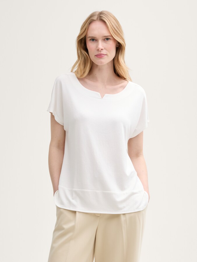 T-shirt van gemengde stoffen door Women, Whisper White