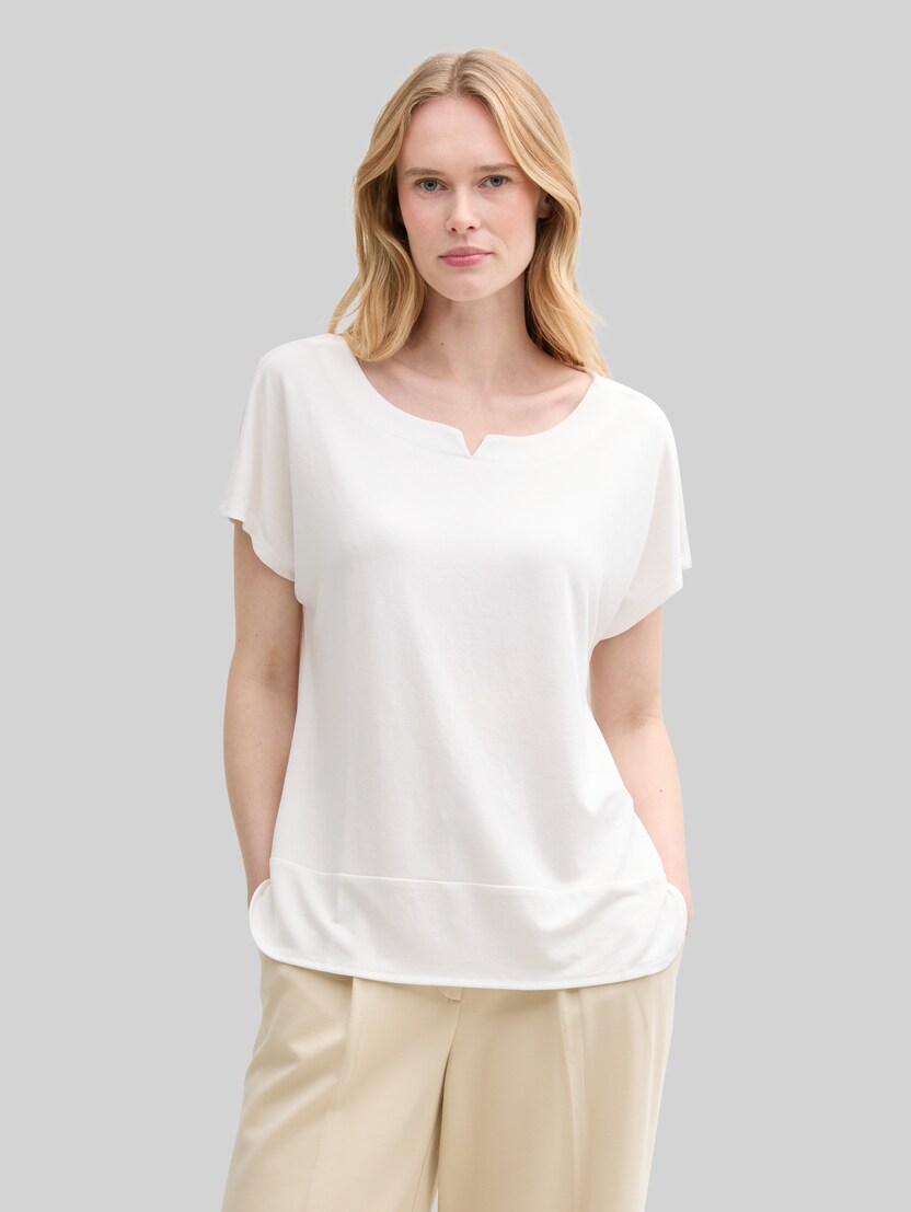 T-Shirt aus Materialmix von Women, Whisper White