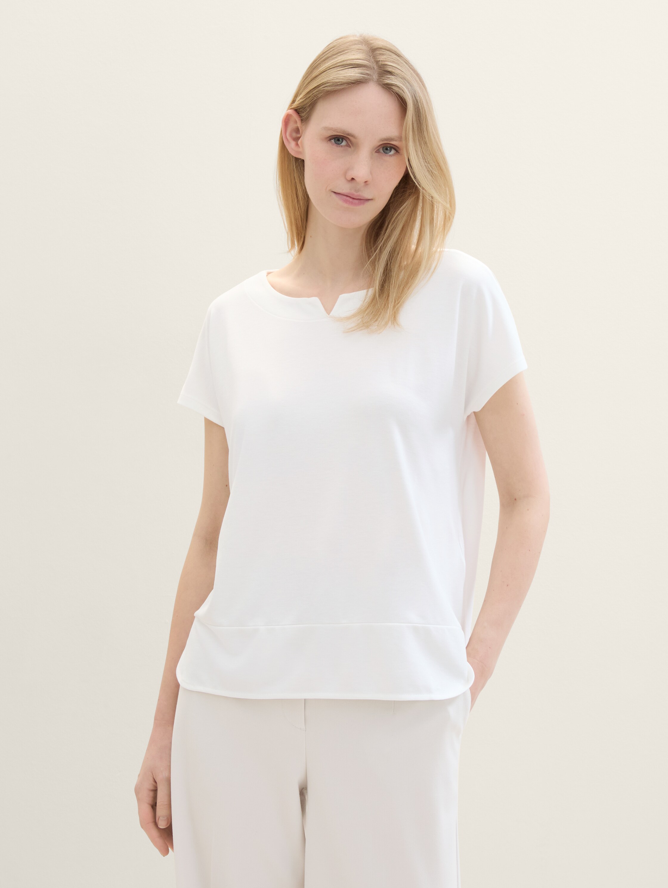 T-Shirt aus Materialmix - 1
