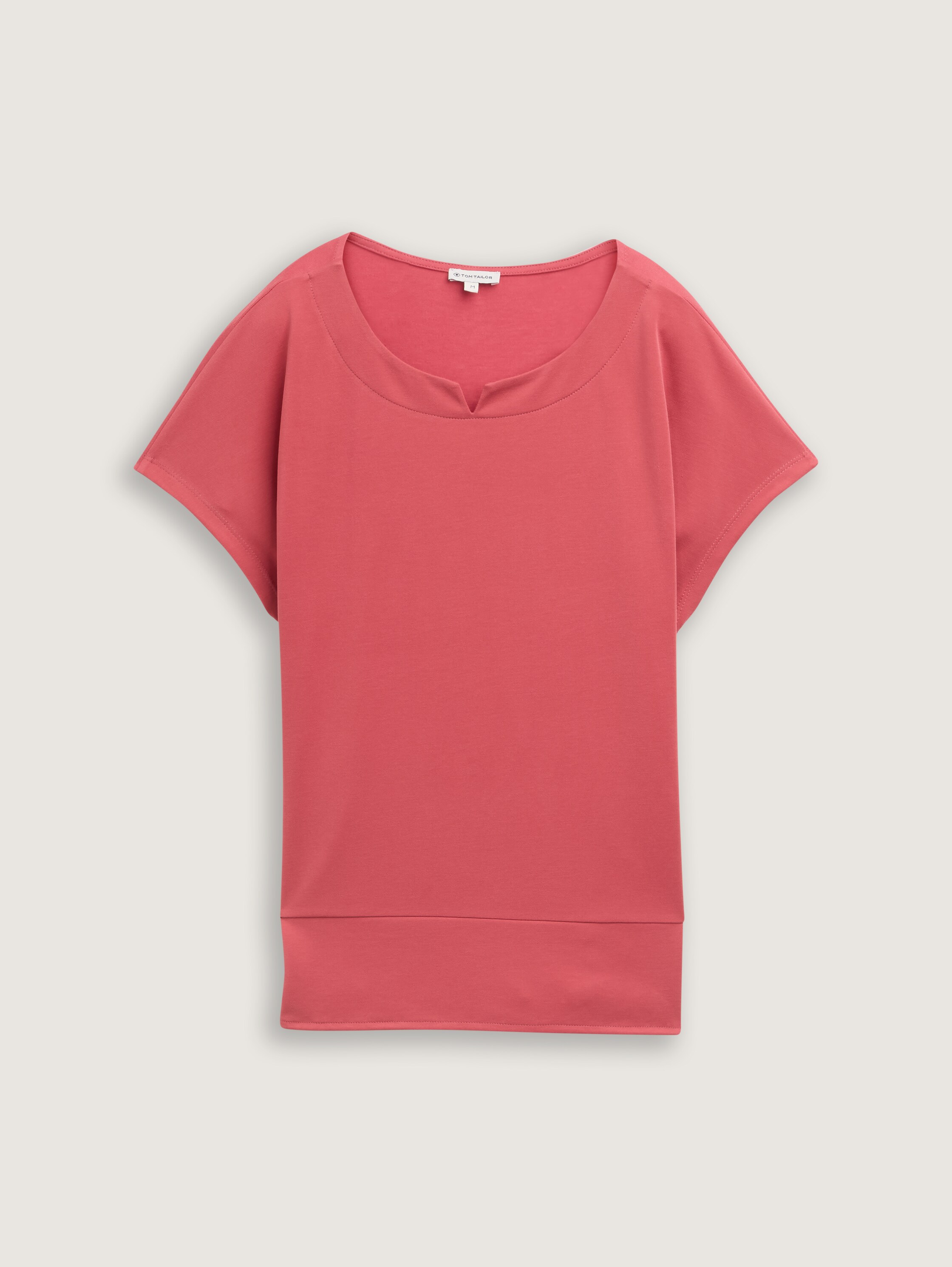 T-Shirt aus Materialmix - berry_red - 