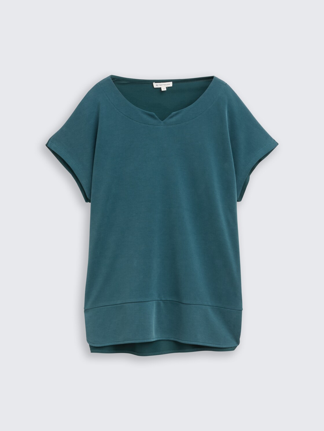 T-Shirt aus Materialmix - Deep Meadow Green - Vorder-Produkt-Ansicht