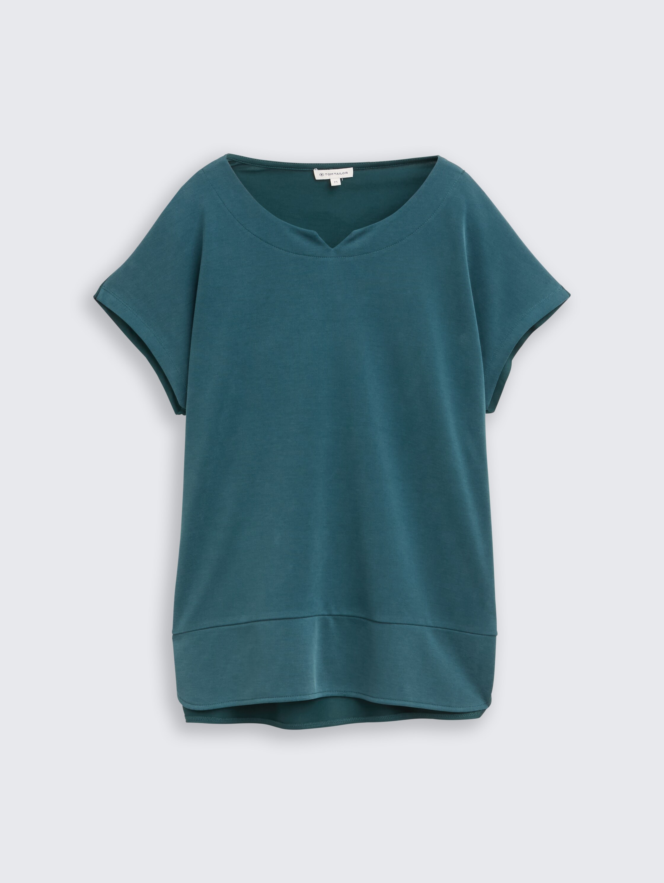 T-Shirt aus Materialmix - Deep Meadow Green - Vorder-Produkt-Ansicht