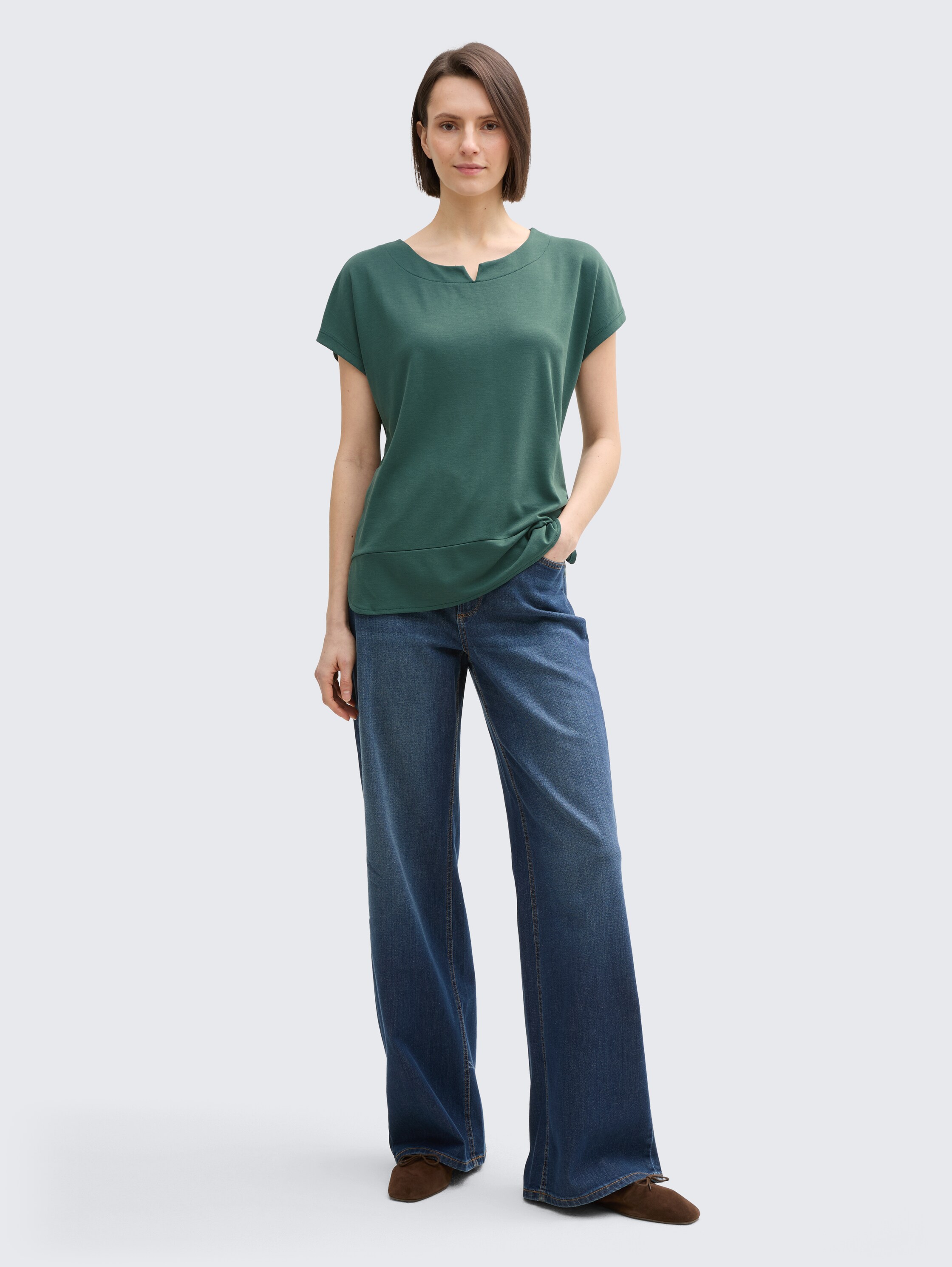 T-Shirt aus Materialmix - explorer_green - 