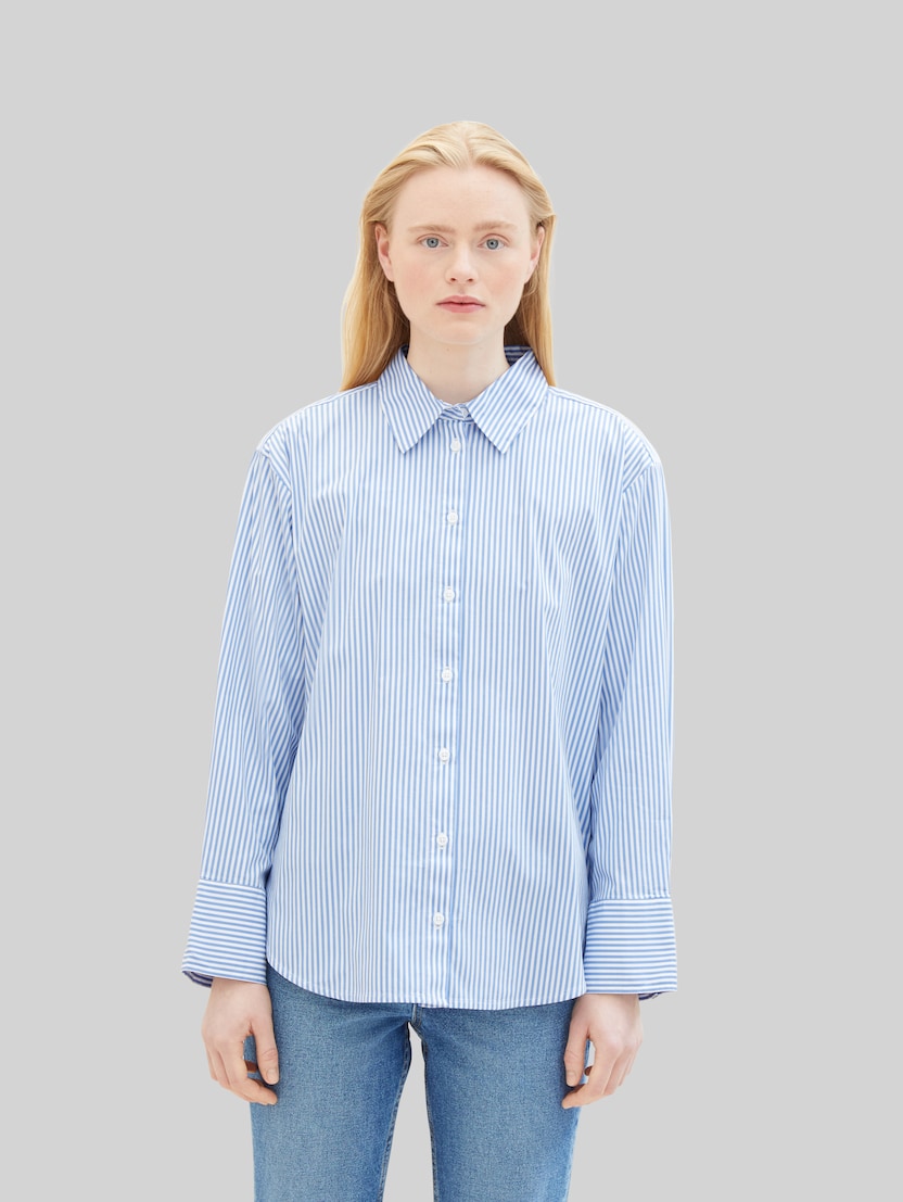 Losvallend overhemd met strepen door Denim Female, blue white strripe