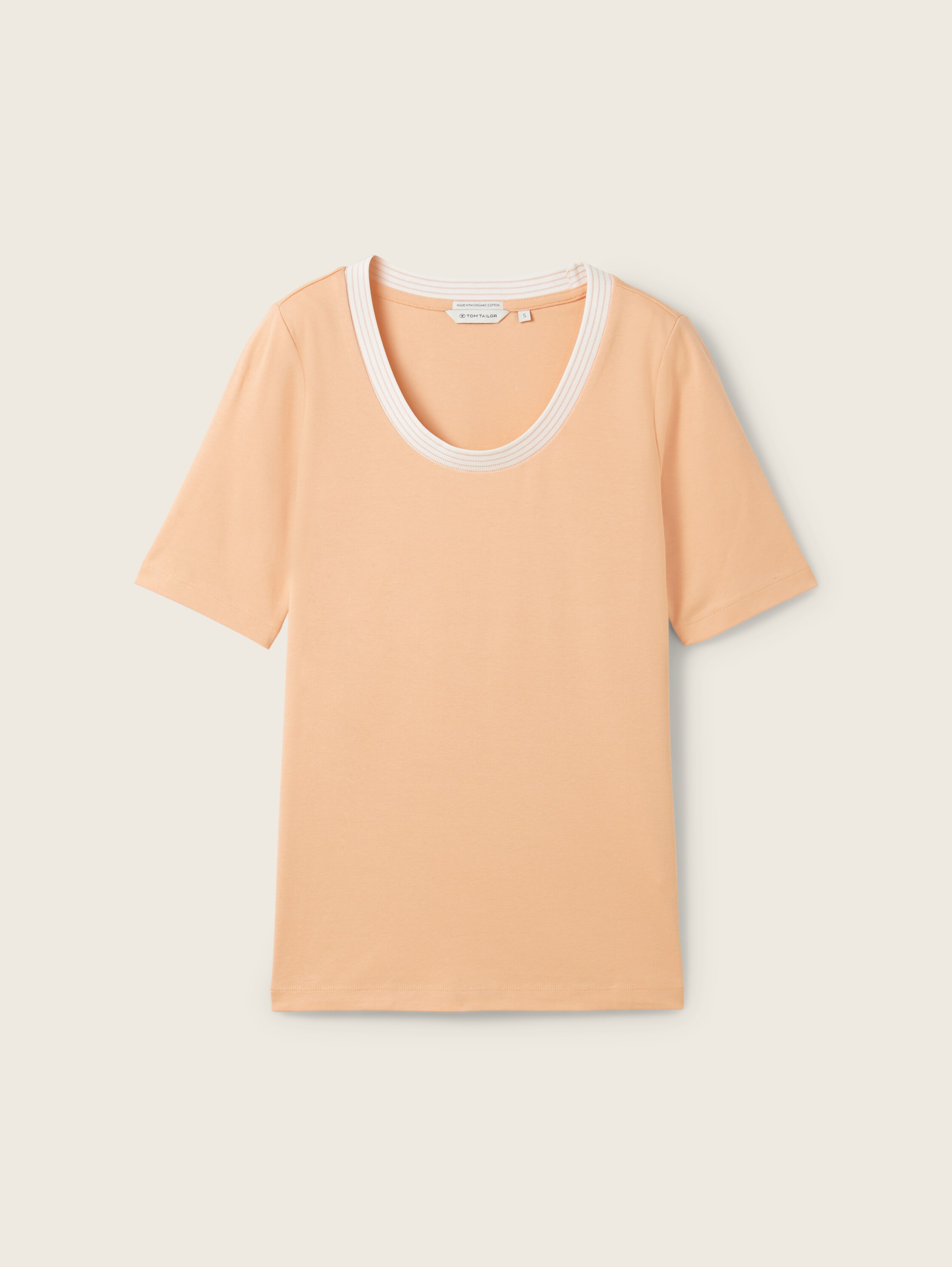 Gestreiftes T-Shirt mit Bio-Baumwolle - orange - Produktansicht