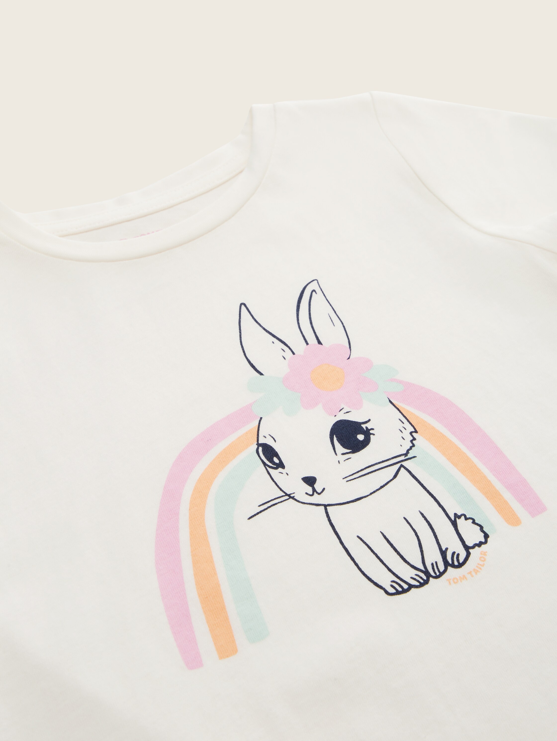 T-shirt met geprint motief - Wool White - Detailaanzicht model